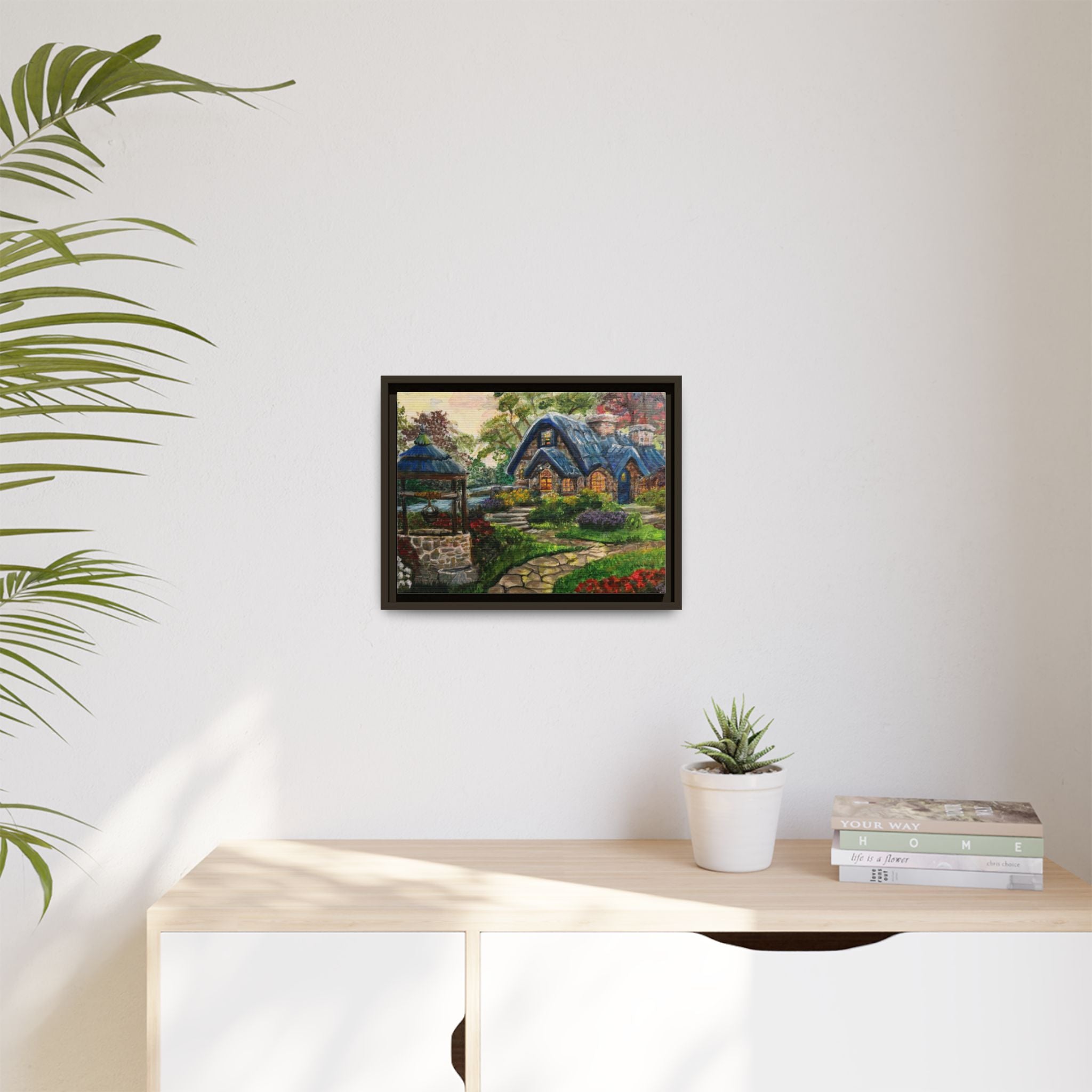 Framed Matte Canvas Cottage Well - Print of Original— Cozy Garden Pathway Print