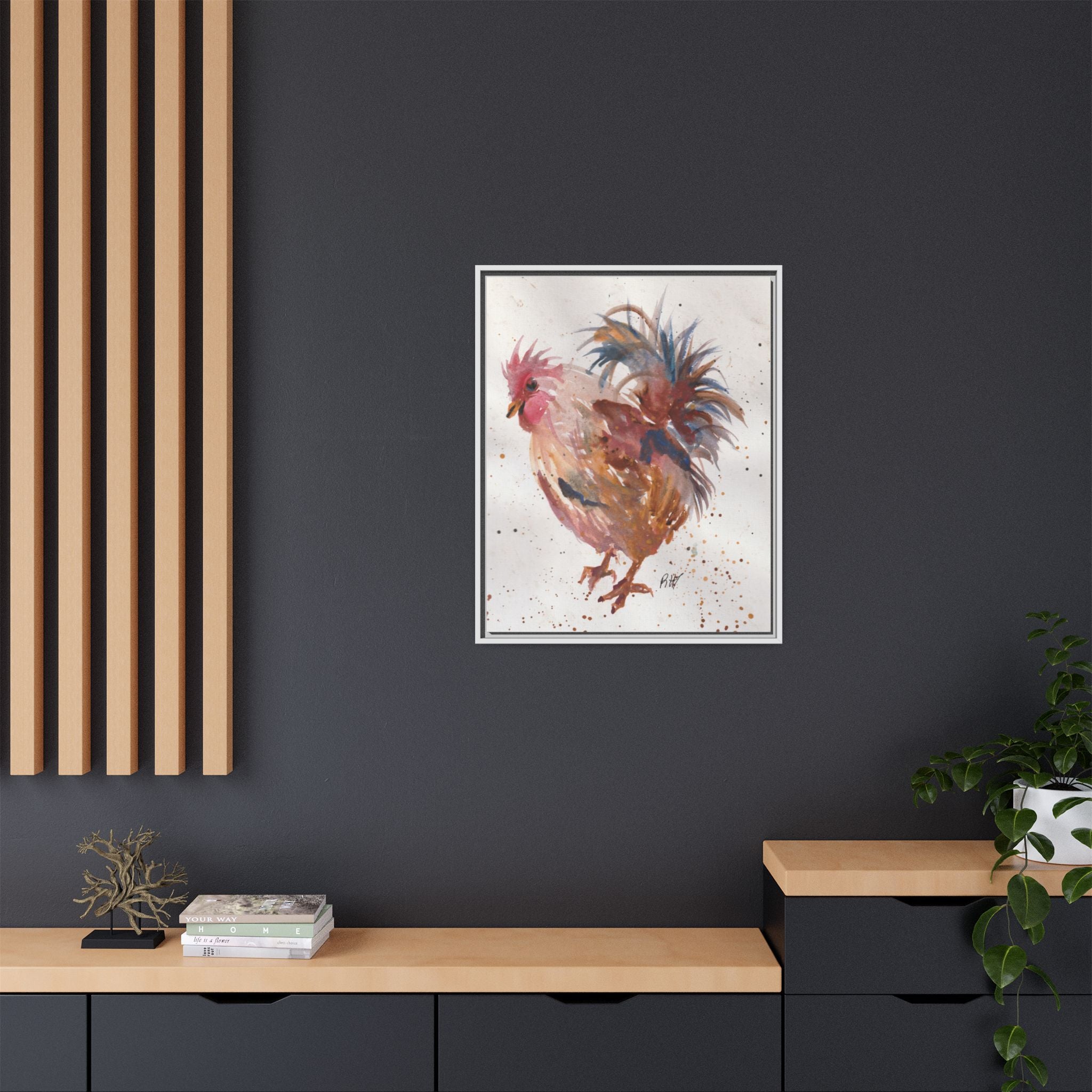 Watercolor Matte Canvas Print of Original Henrietta — Framed Farmhouse Wall Art