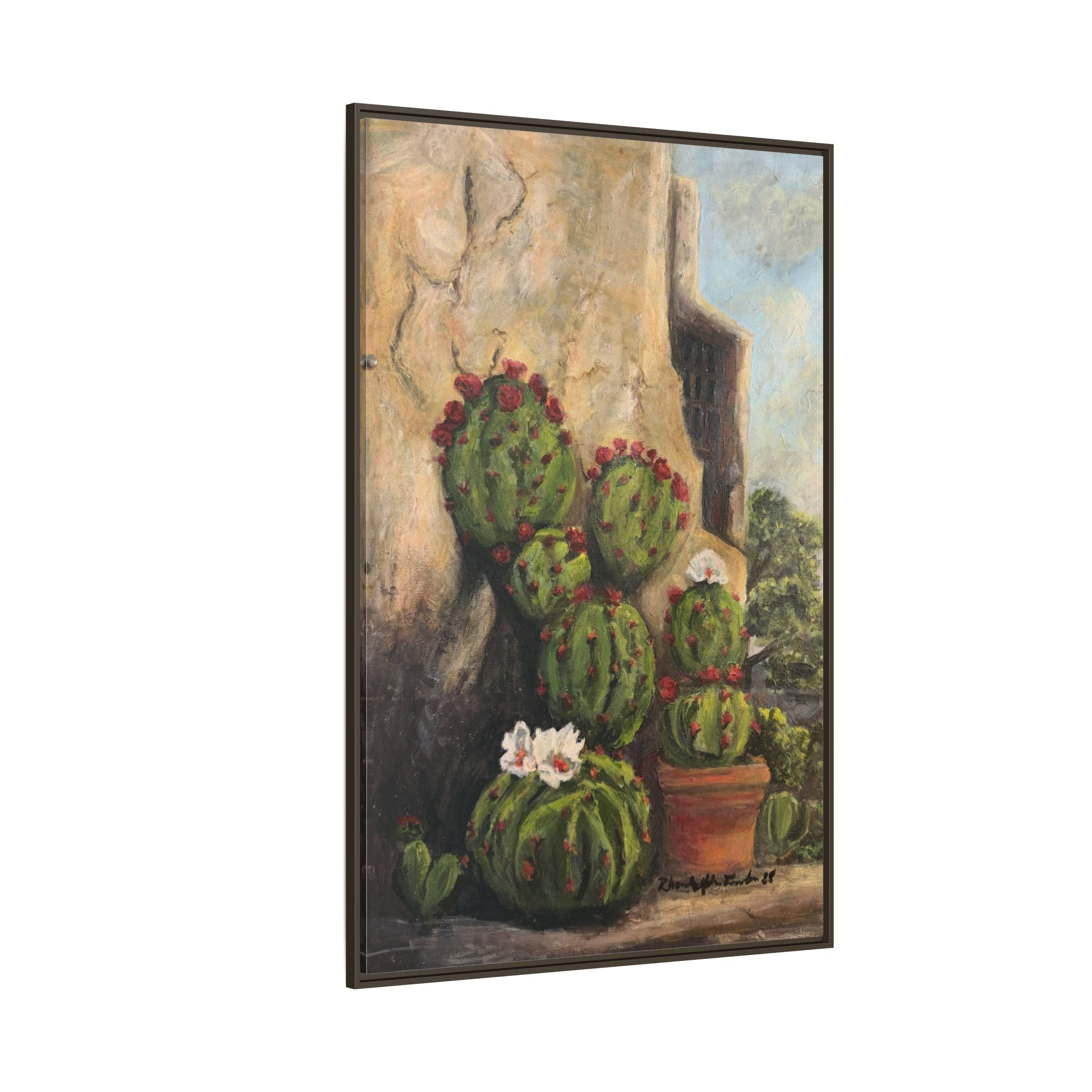 Matte Canvas Print of Original Desert Bloom, Framed (Multi-color)