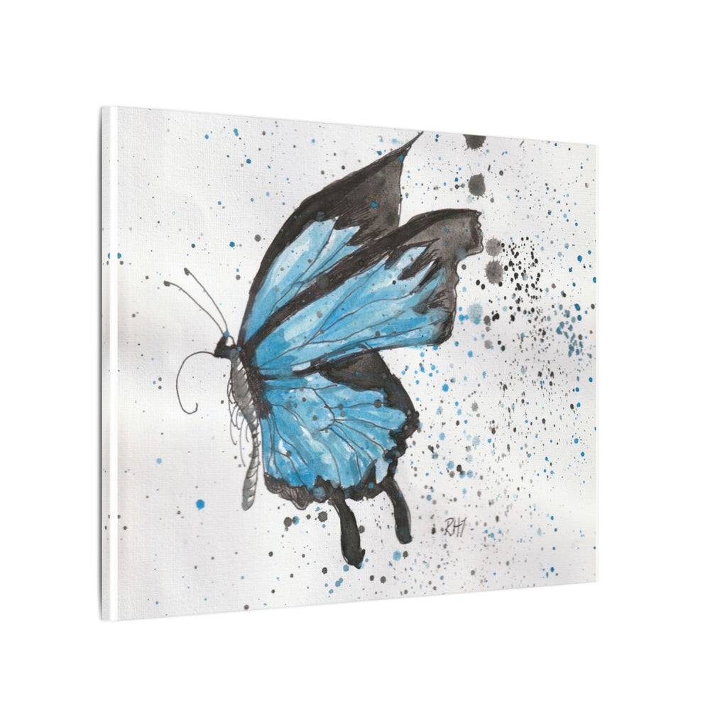 Blue Watercolor Butterfly Canvas Print — Stretched Matte Wall Art