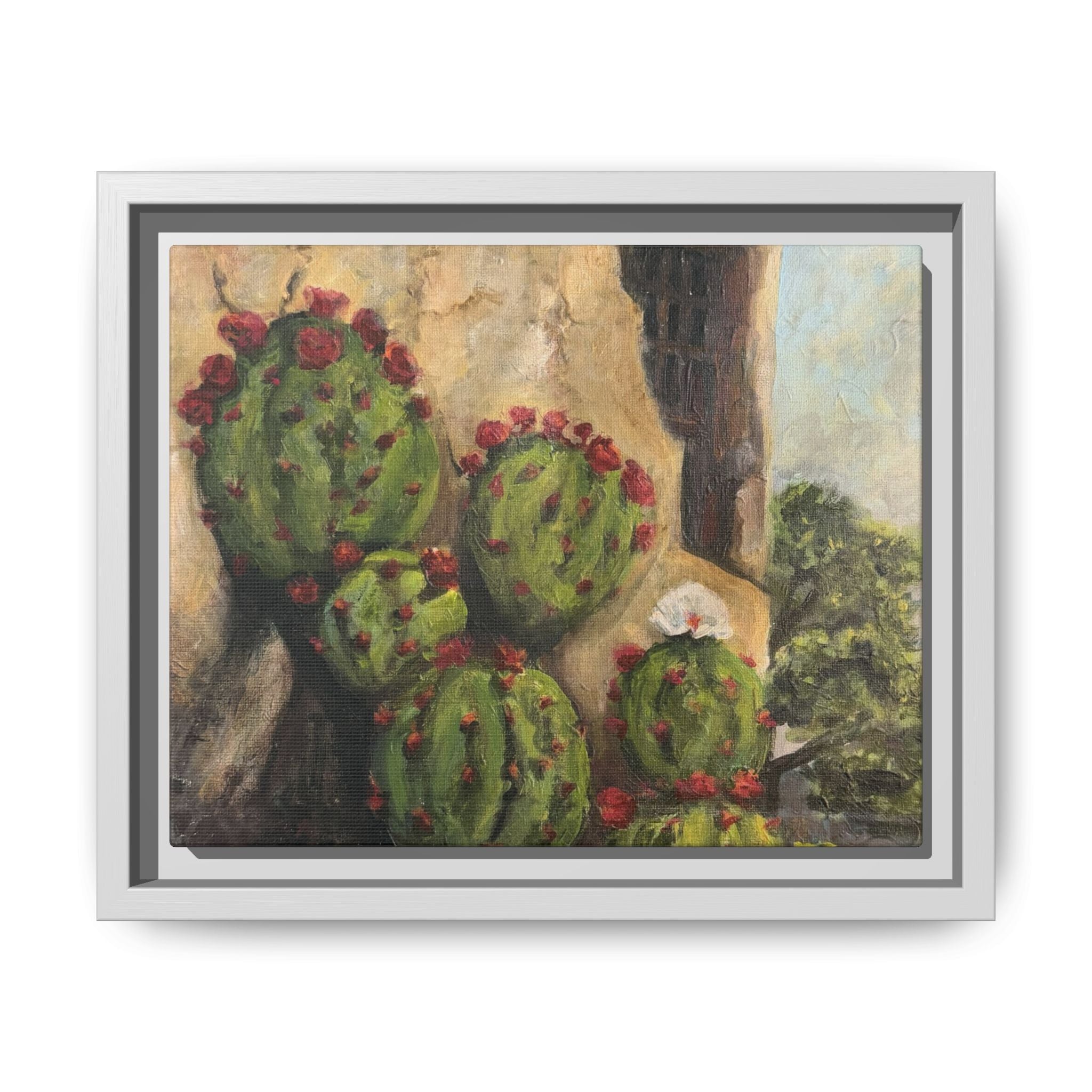 Matte Canvas Print of Original Desert Bloom, Framed (Multi-color)