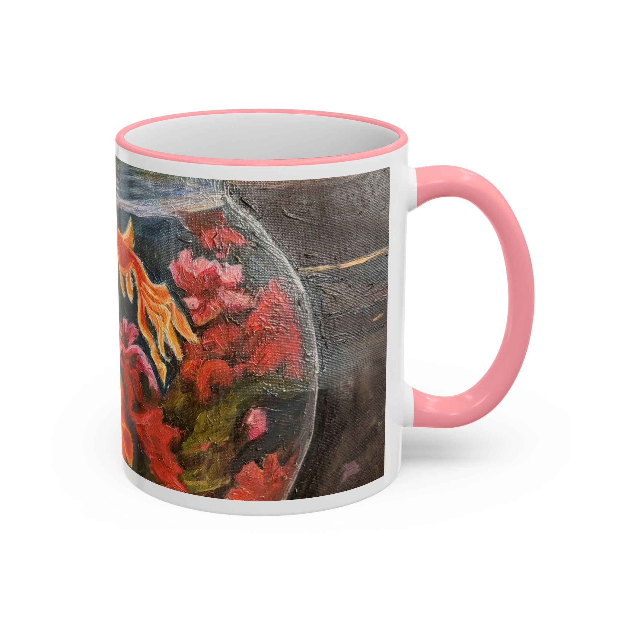 Koi Pond Accent Rim Mug – Artistic Goldfish Ceramic Coffee Cup (11oz/15oz)