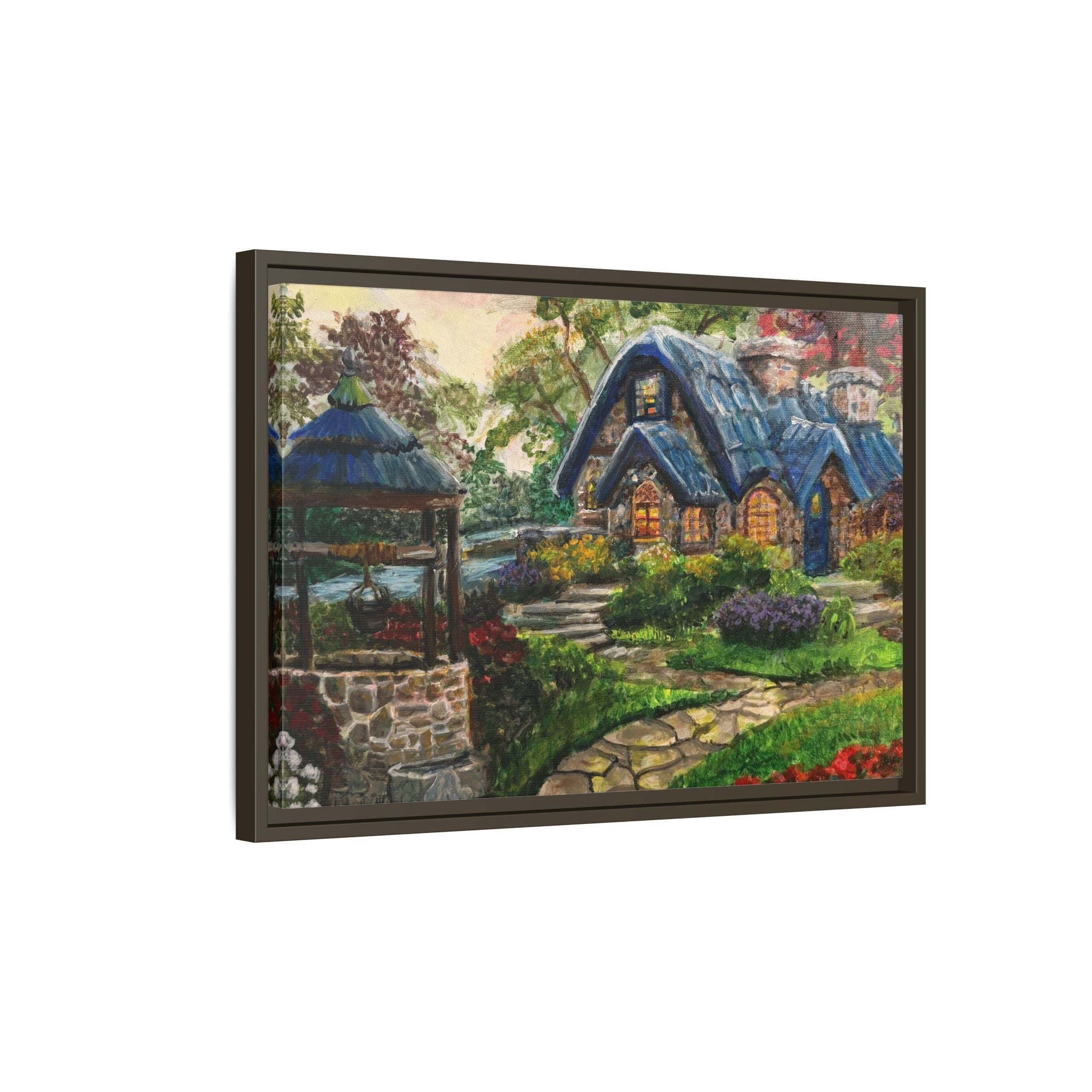 Framed Matte Canvas Cottage Well - Print of Original— Cozy Garden Pathway Print