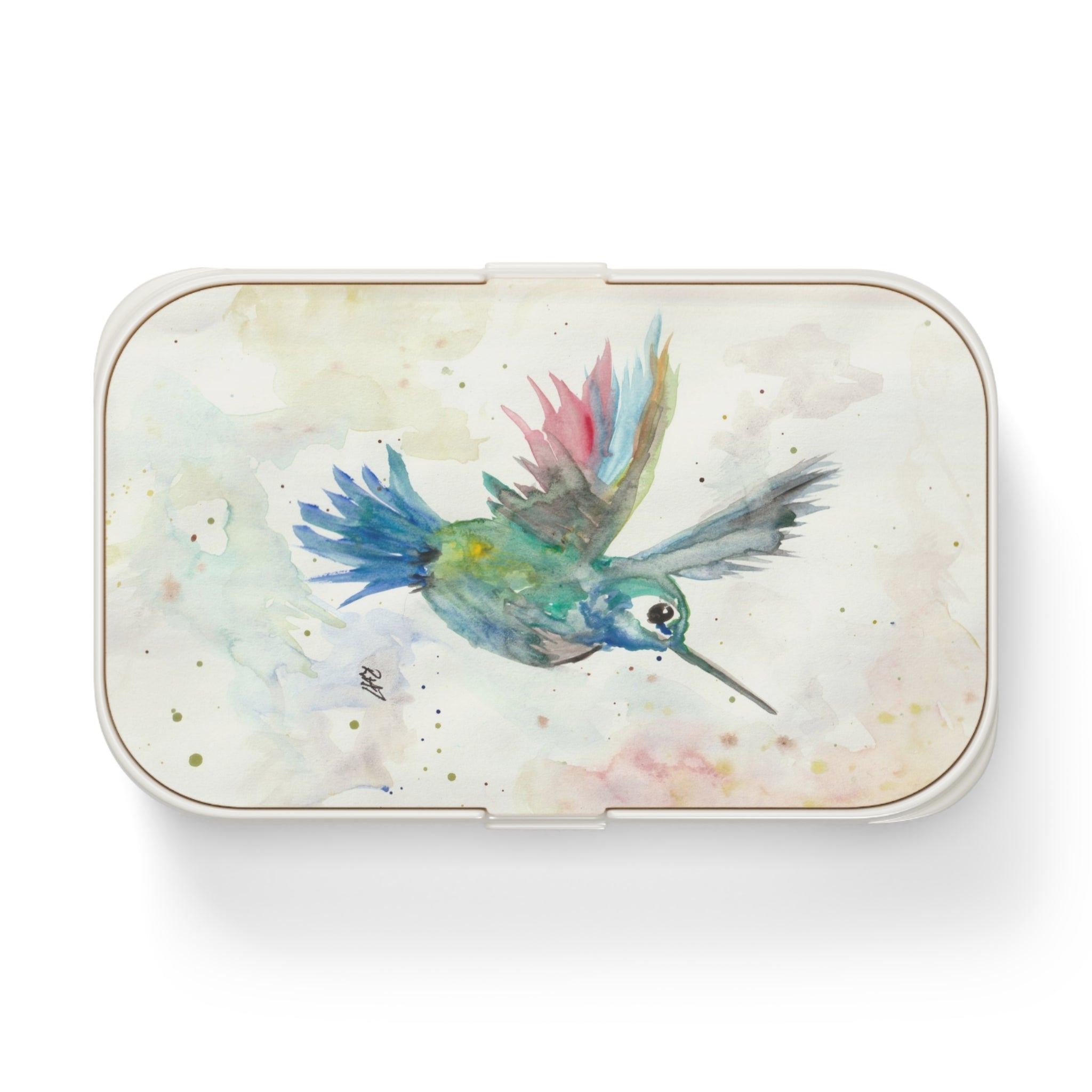 Hummingbird Watercolor Bento Lunch Box – Compact Eco-Friendly Meal Box