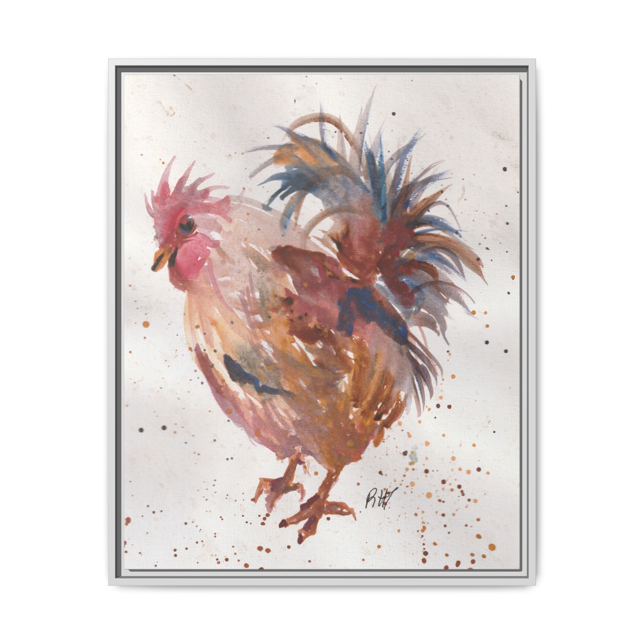 Watercolor Matte Canvas Print of Original Henrietta — Framed Farmhouse Wall Art
