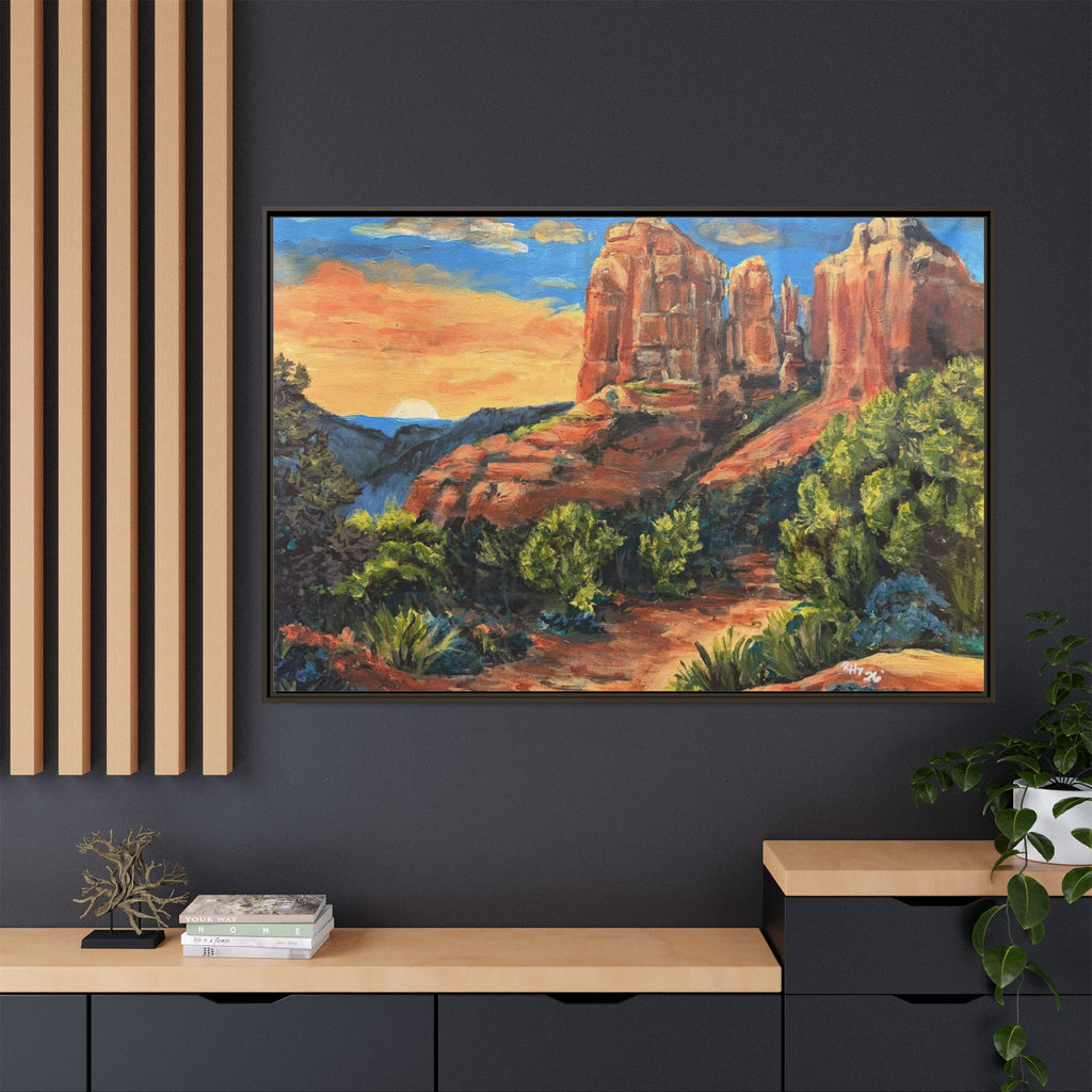 Framed Matte Canvas Desert Path Landscape Wall Art Print of Original