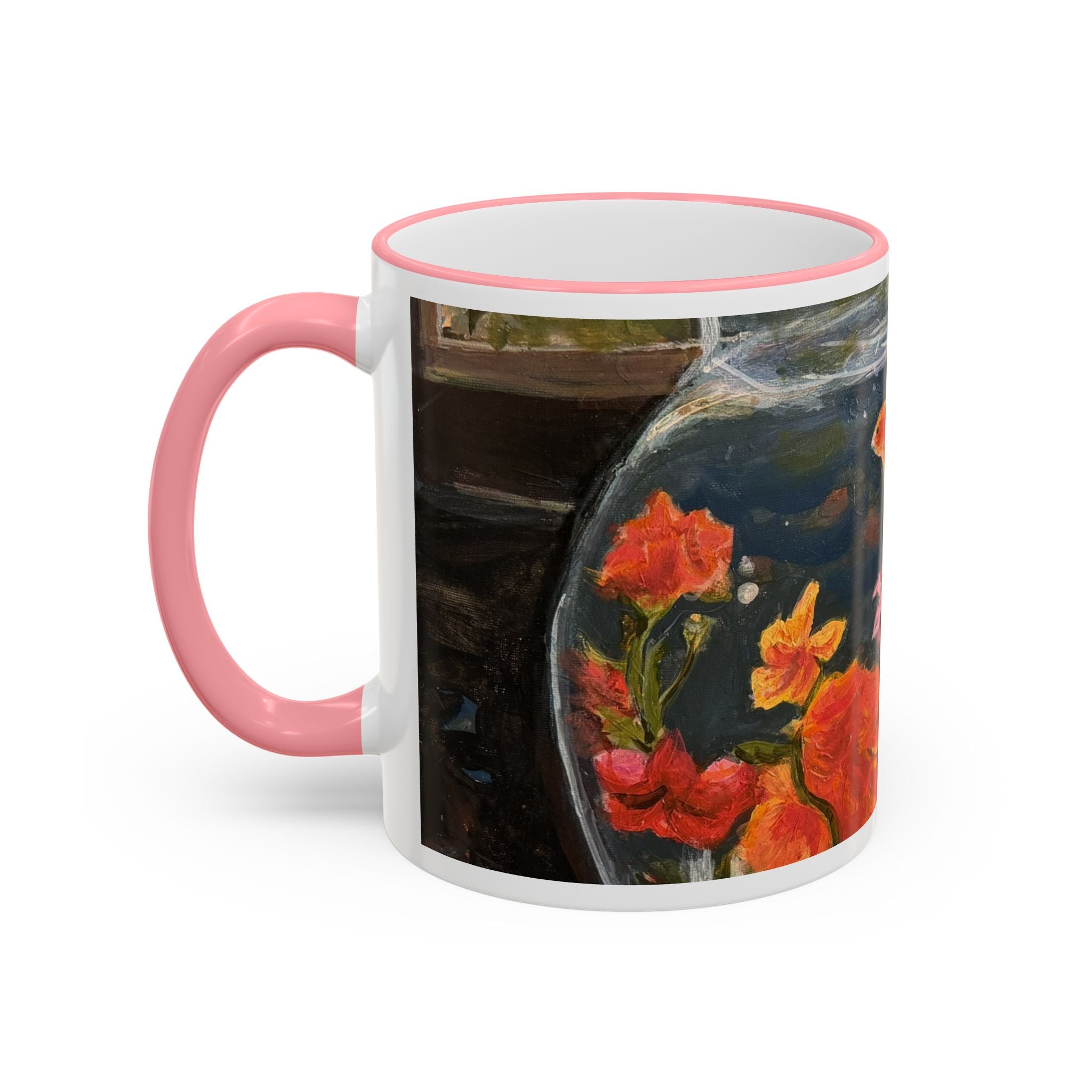 Koi Pond Accent Rim Mug – Artistic Goldfish Ceramic Coffee Cup (11oz/15oz)