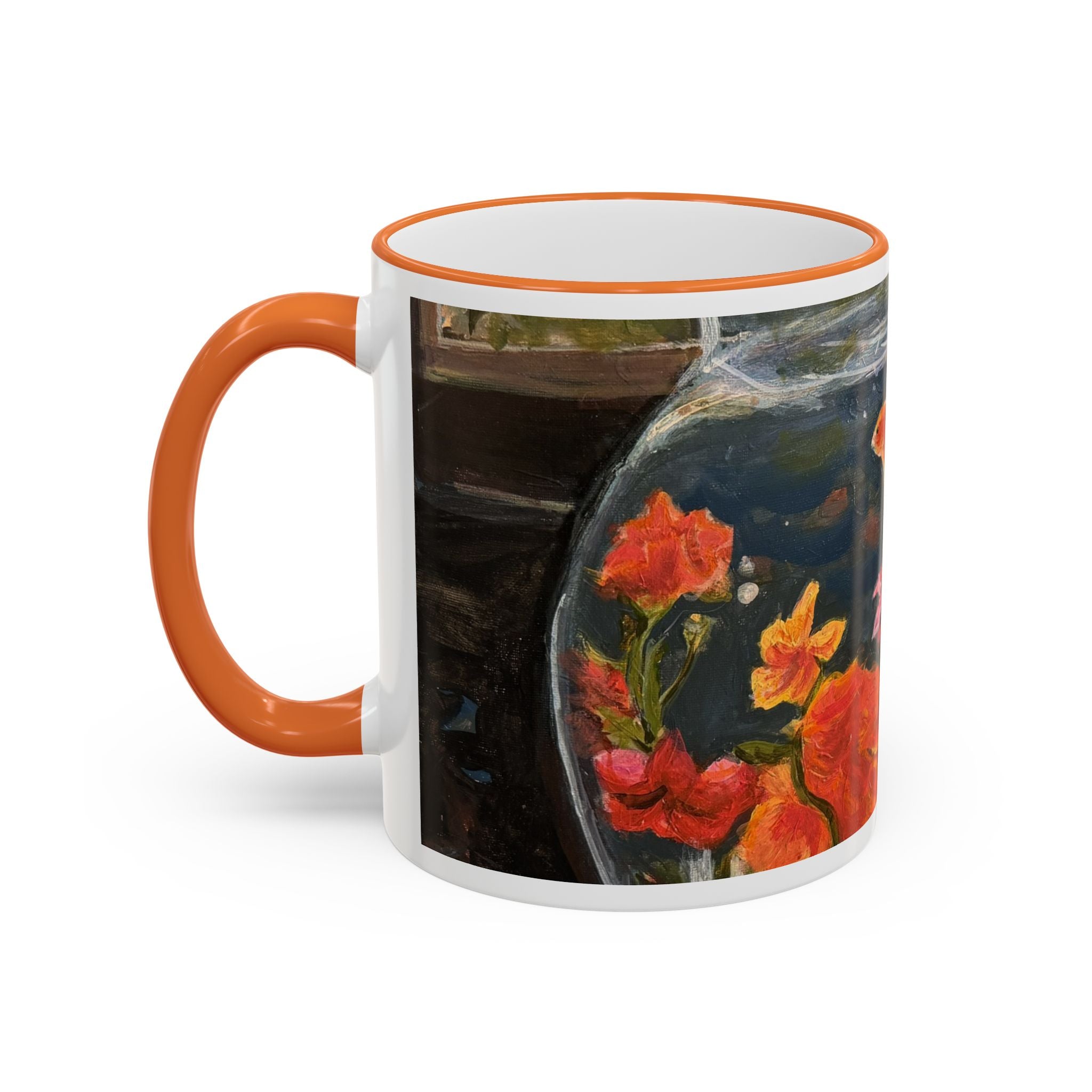 Koi Pond Accent Rim Mug – Artistic Goldfish Ceramic Coffee Cup (11oz/15oz)