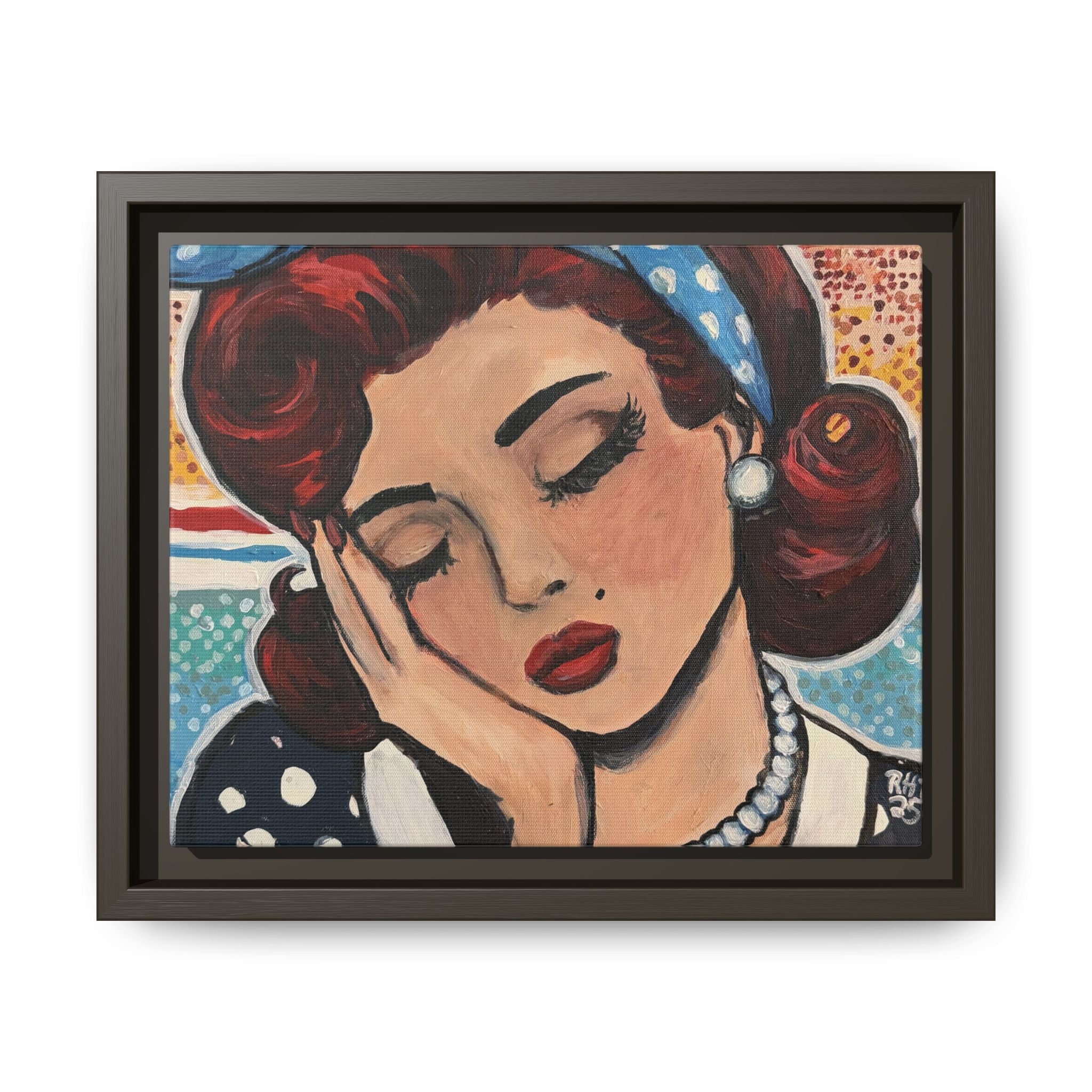 Retro Pop Art Portrait Canvas Print of Original "Oh My" — Framed Matte Wall Art