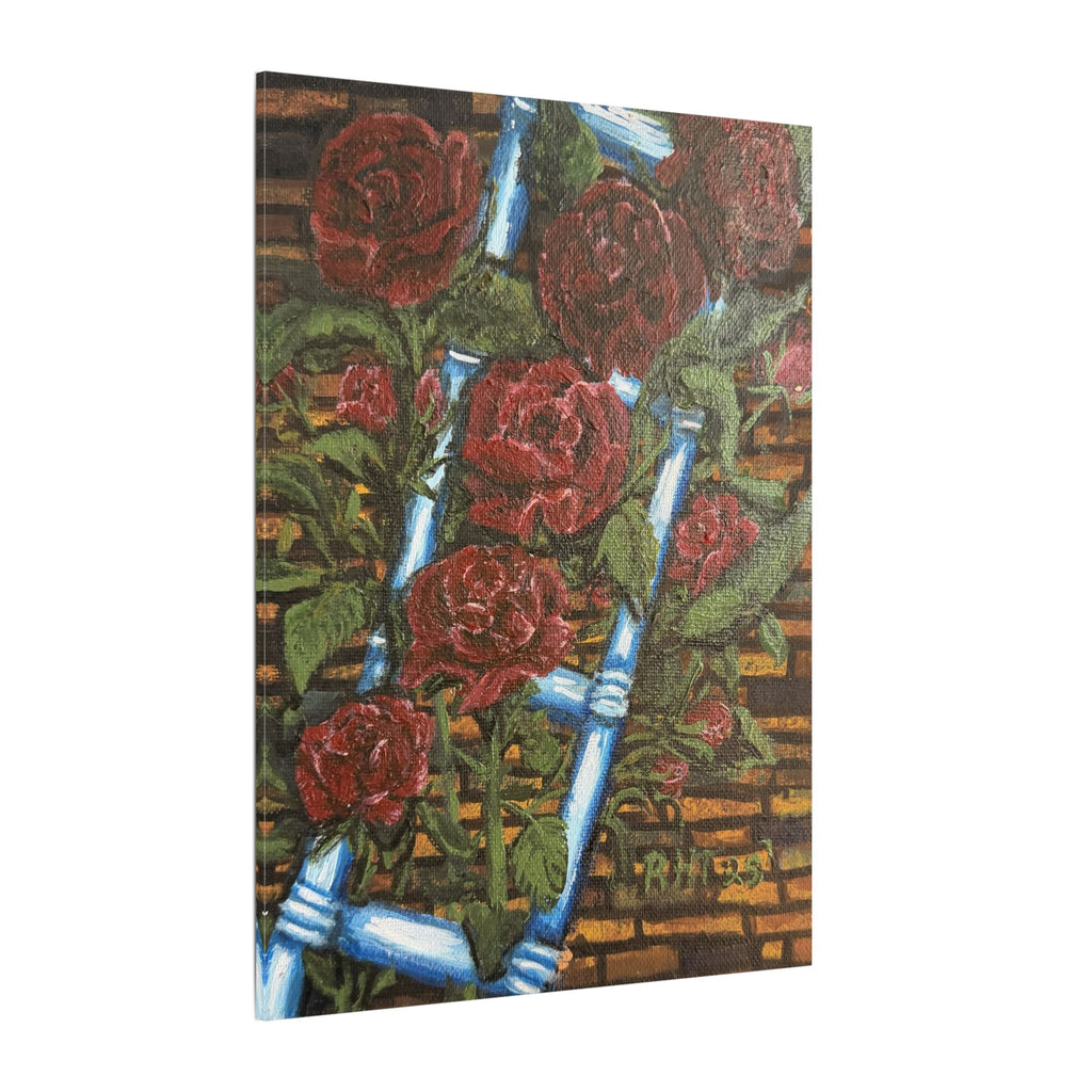 Climbing Roses Canvas Wall Art Print of Original- Stretched Matte Floral Painting