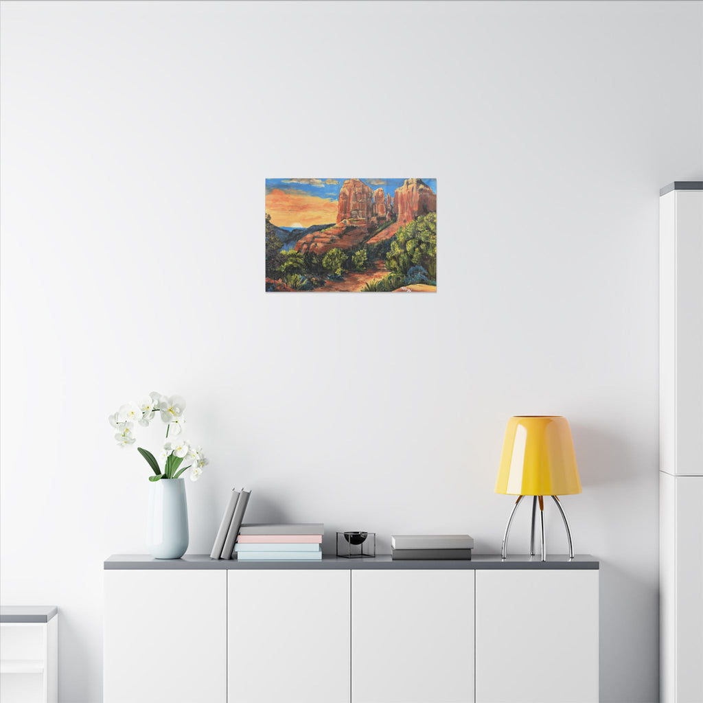 Desert Path Landscape Matte Canvas Wall Art Print of Original– Stretched Scenic Southwestern Sunset
