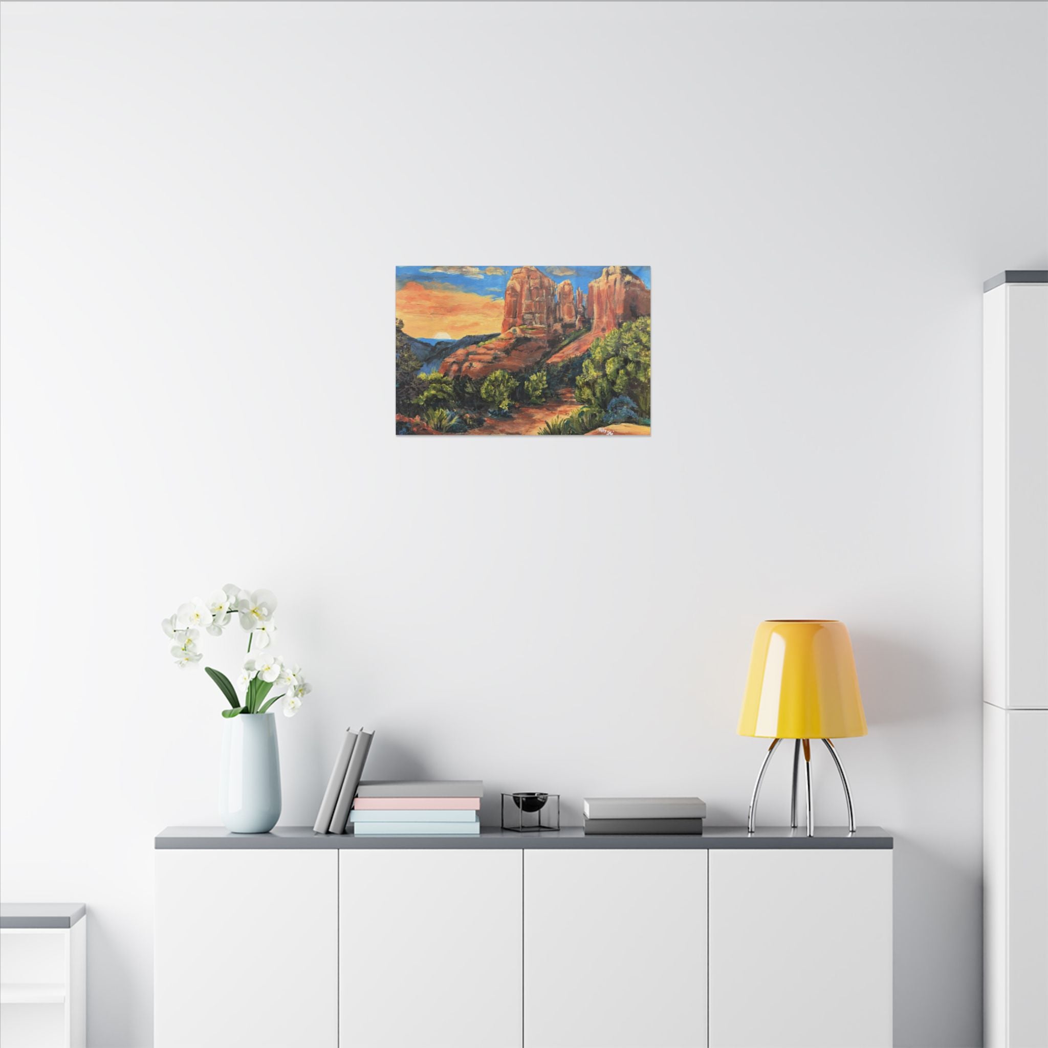 Desert Path Landscape Matte Canvas Wall Art Print of Original– Stretched Scenic Southwestern Sunset