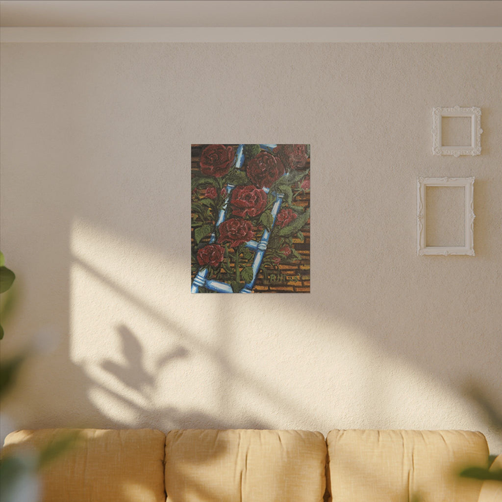 Climbing Roses Canvas Wall Art Print of Original- Stretched Matte Floral Painting