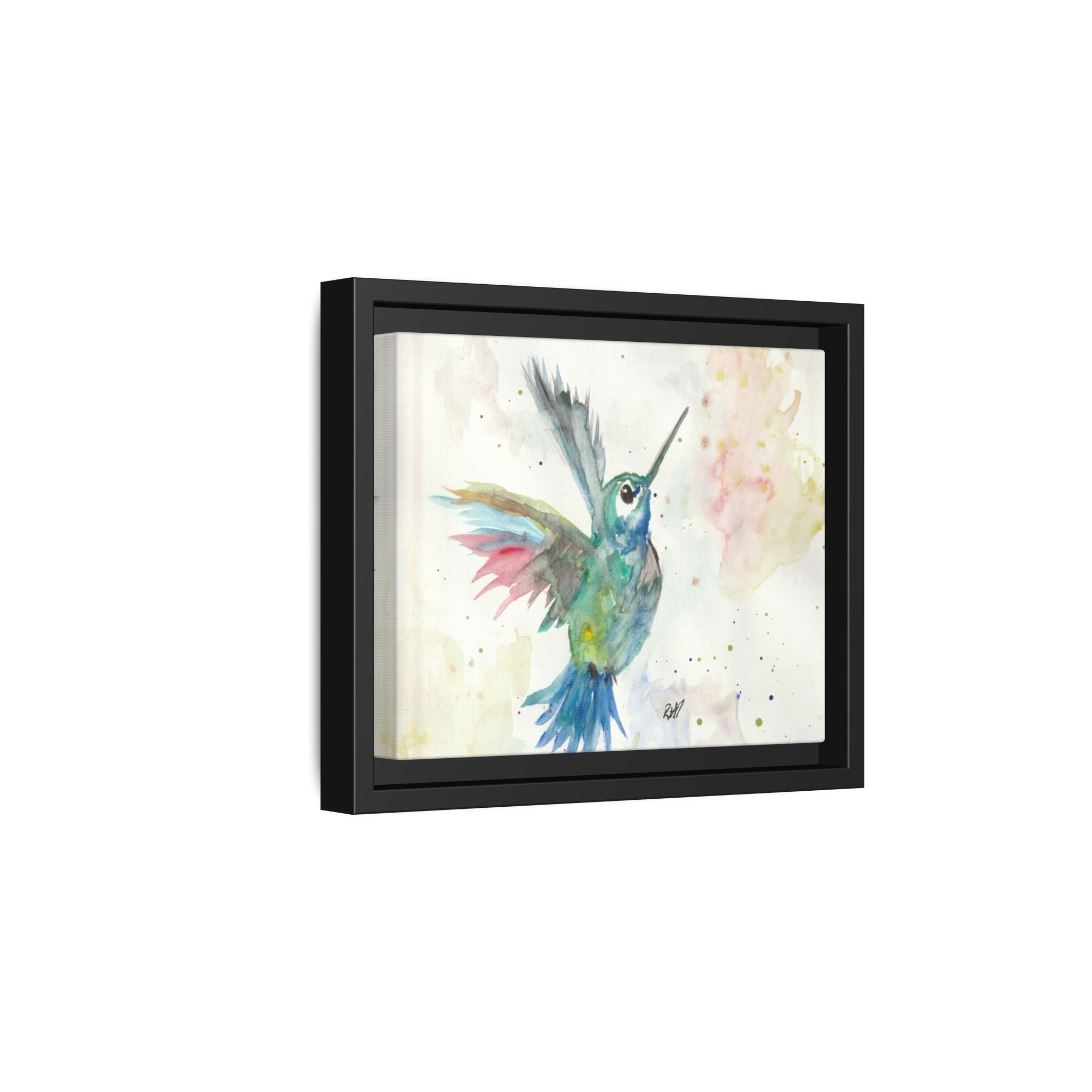 Higher Hummingbird Watercolor Framed Canvas Print of Original — Multicolor Matte Wall Art