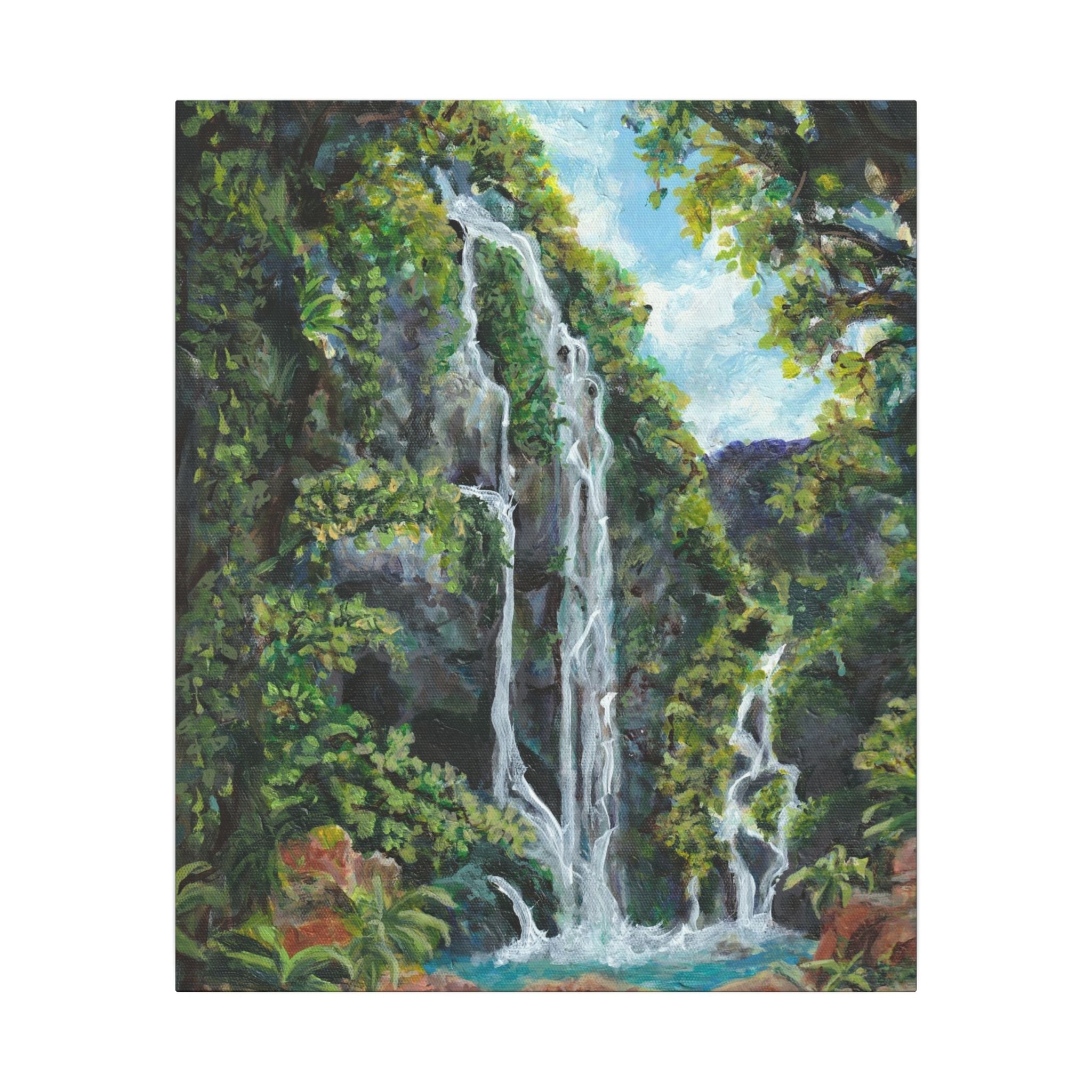 Hidden Falls Canvas Wall Art — Tropical Forest Matte Stretched Print of Original