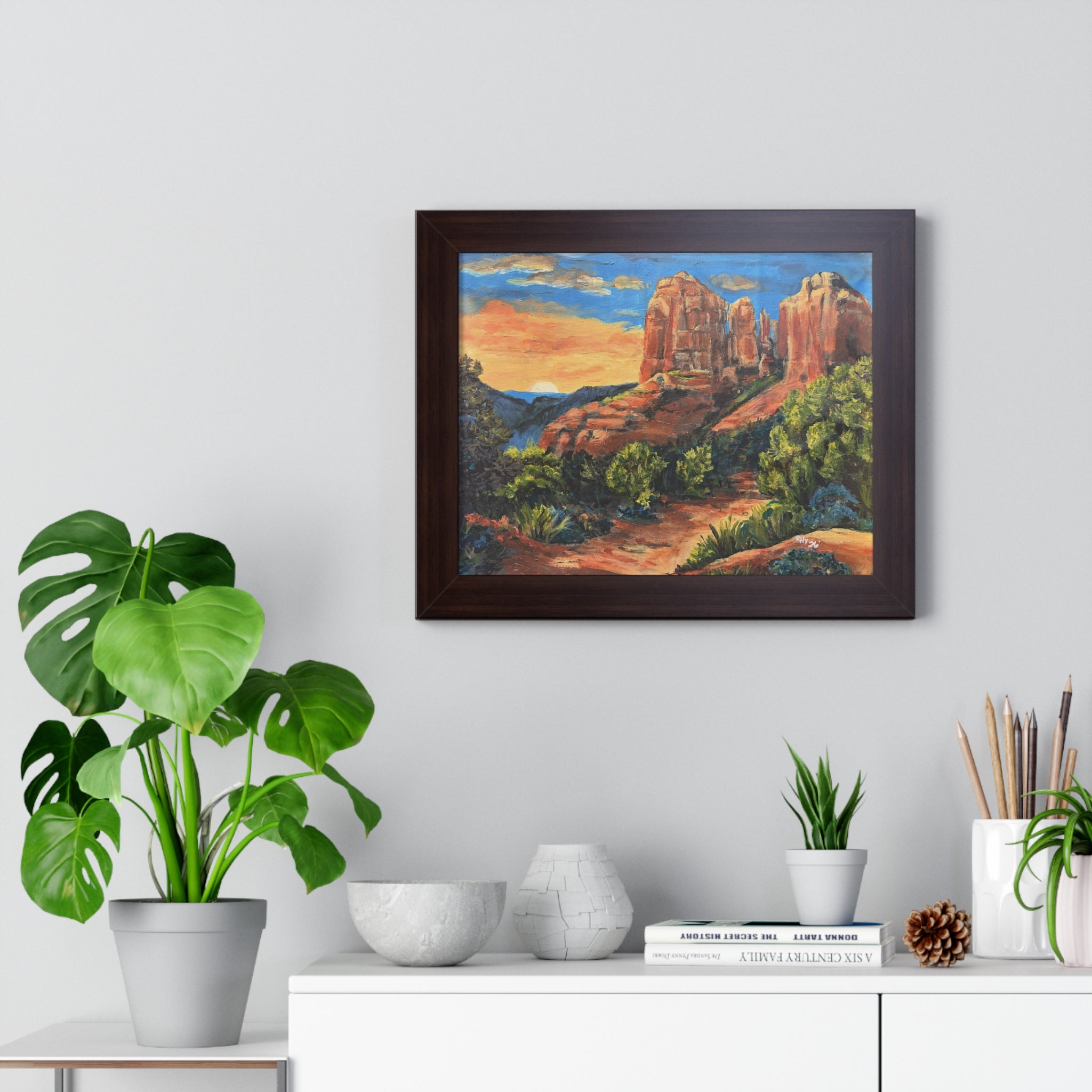 Framed Poster - Sedona Red Rock Landscape Art Print (Horizontal)