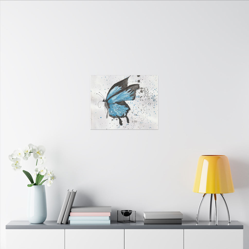 Blue Watercolor Butterfly Canvas Print — Stretched Matte Wall Art
