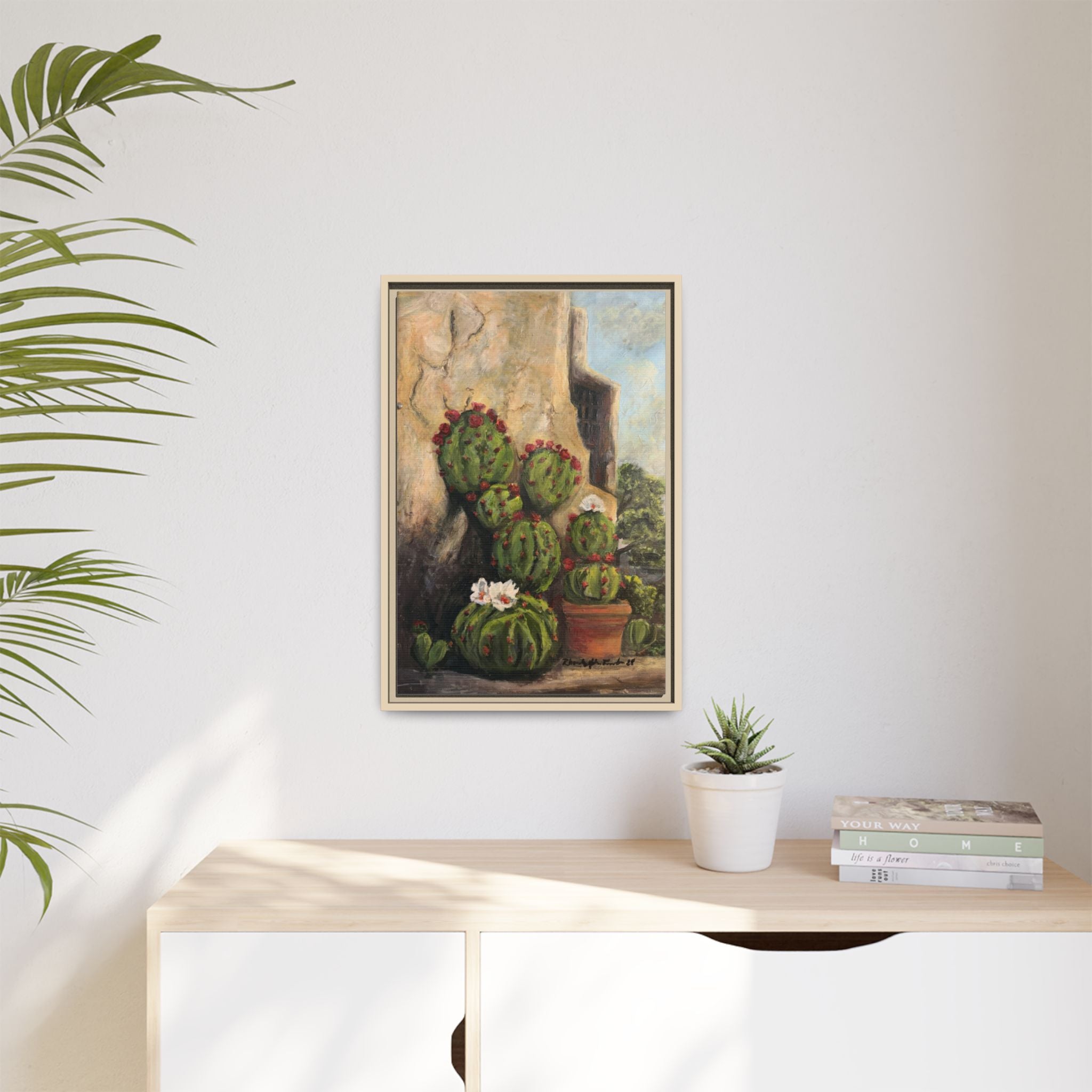 Matte Canvas Print of Original Desert Bloom, Framed (Multi-color)