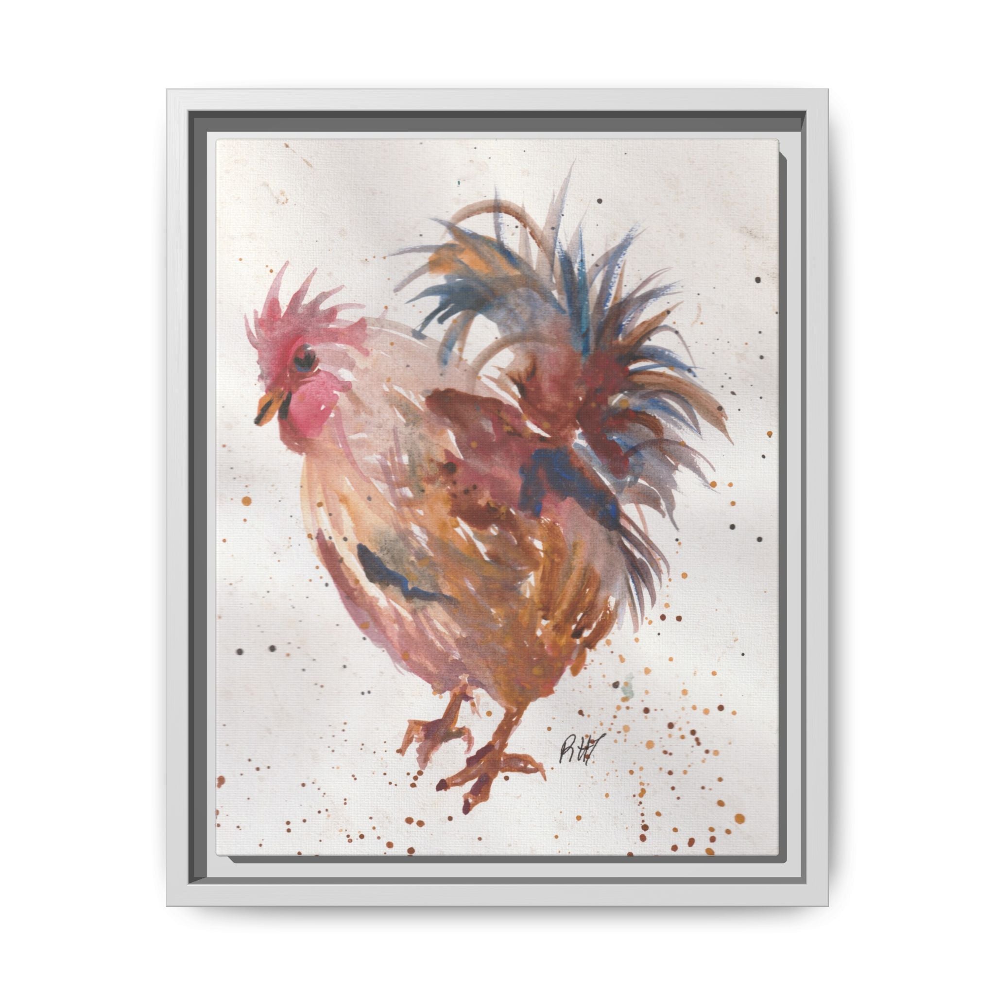 Watercolor Matte Canvas Print of Original Henrietta — Framed Farmhouse Wall Art