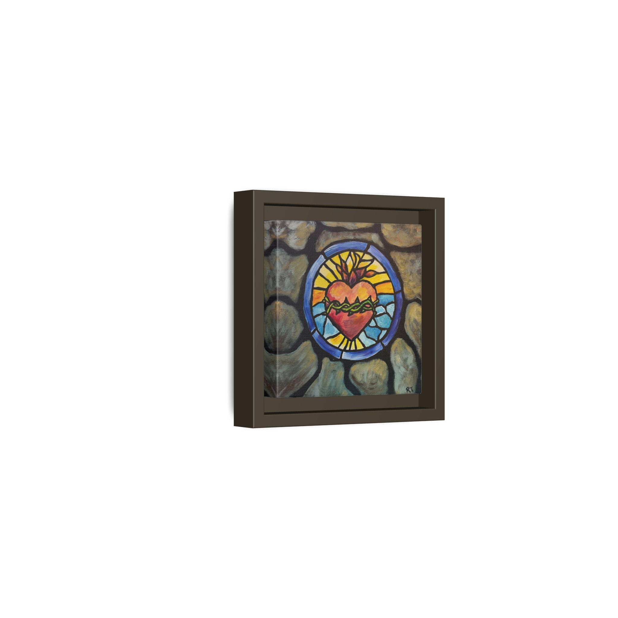 Sacred Heart Stained Glass Print — Framed Matte Canvas