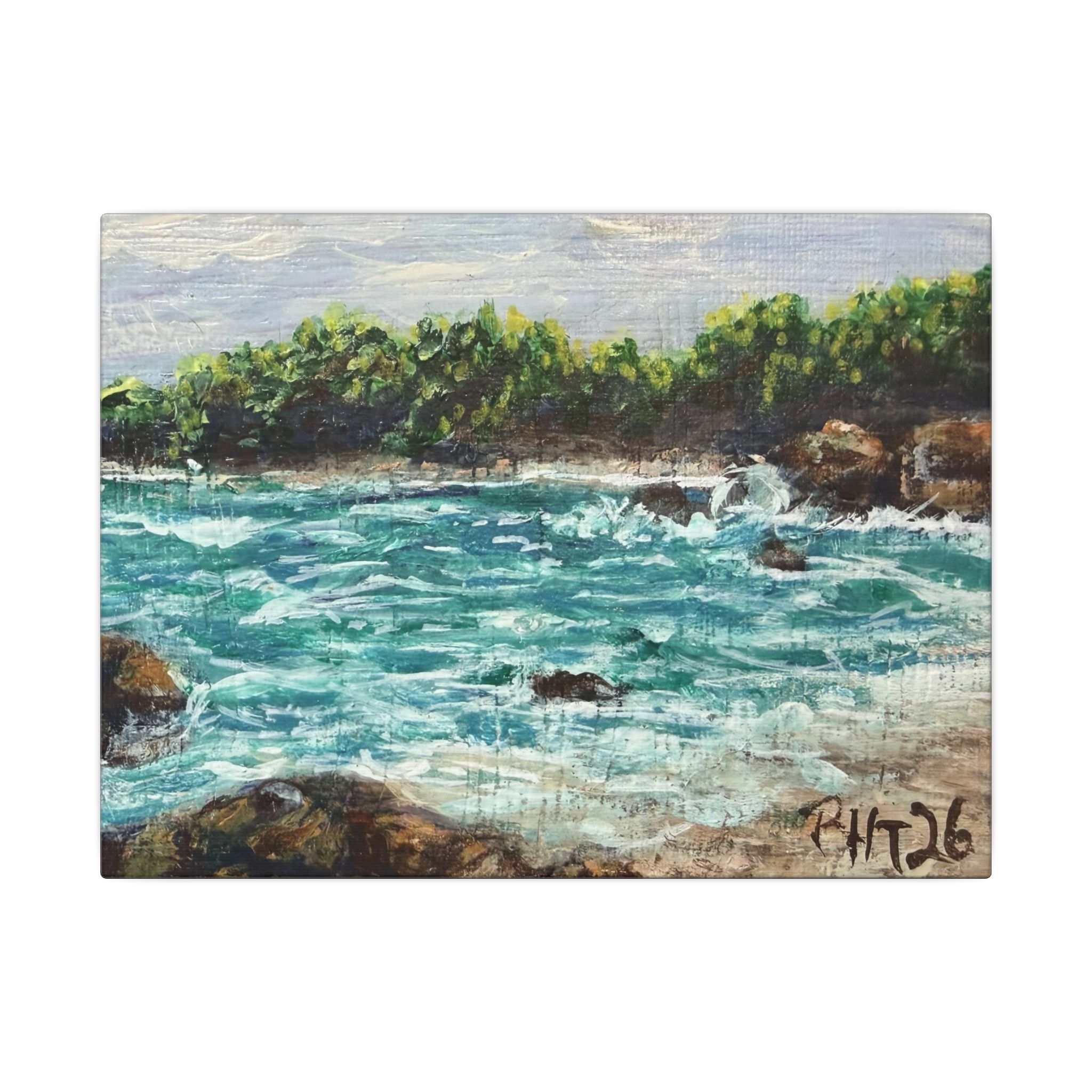 Down By The Bay Canvas Print of Original — Turquoise Waves Beach Wall Art