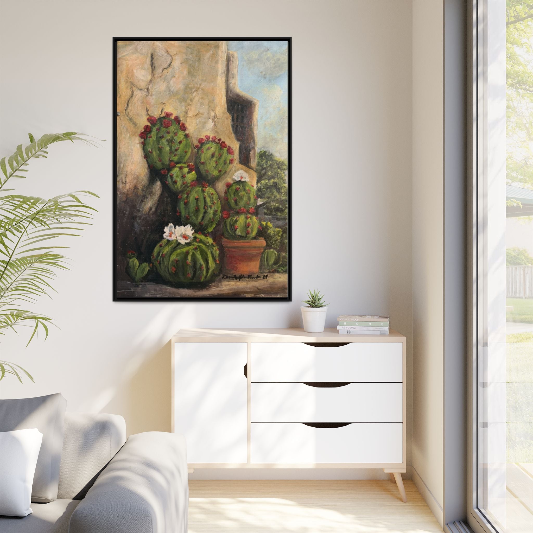 Matte Canvas Print of Original Desert Bloom, Framed (Multi-color)