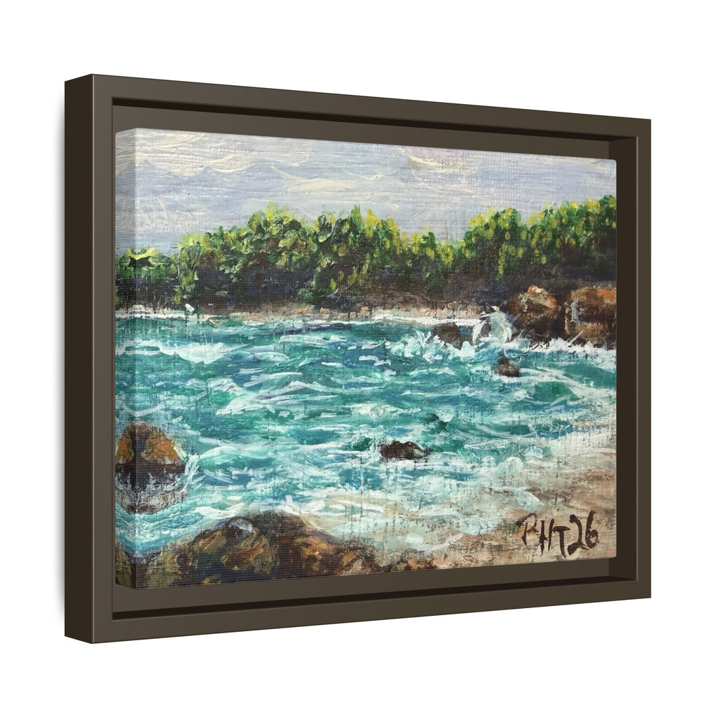 Framed Matte Canvas Print — Down By The Bay Print of Original - Turquoise Ocean Seascape Painting