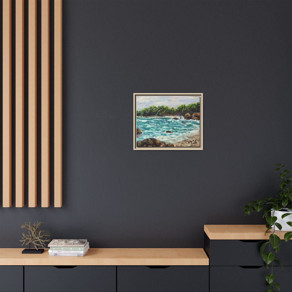Framed Matte Canvas Print — Down By The Bay Print of Original - Turquoise Ocean Seascape Painting