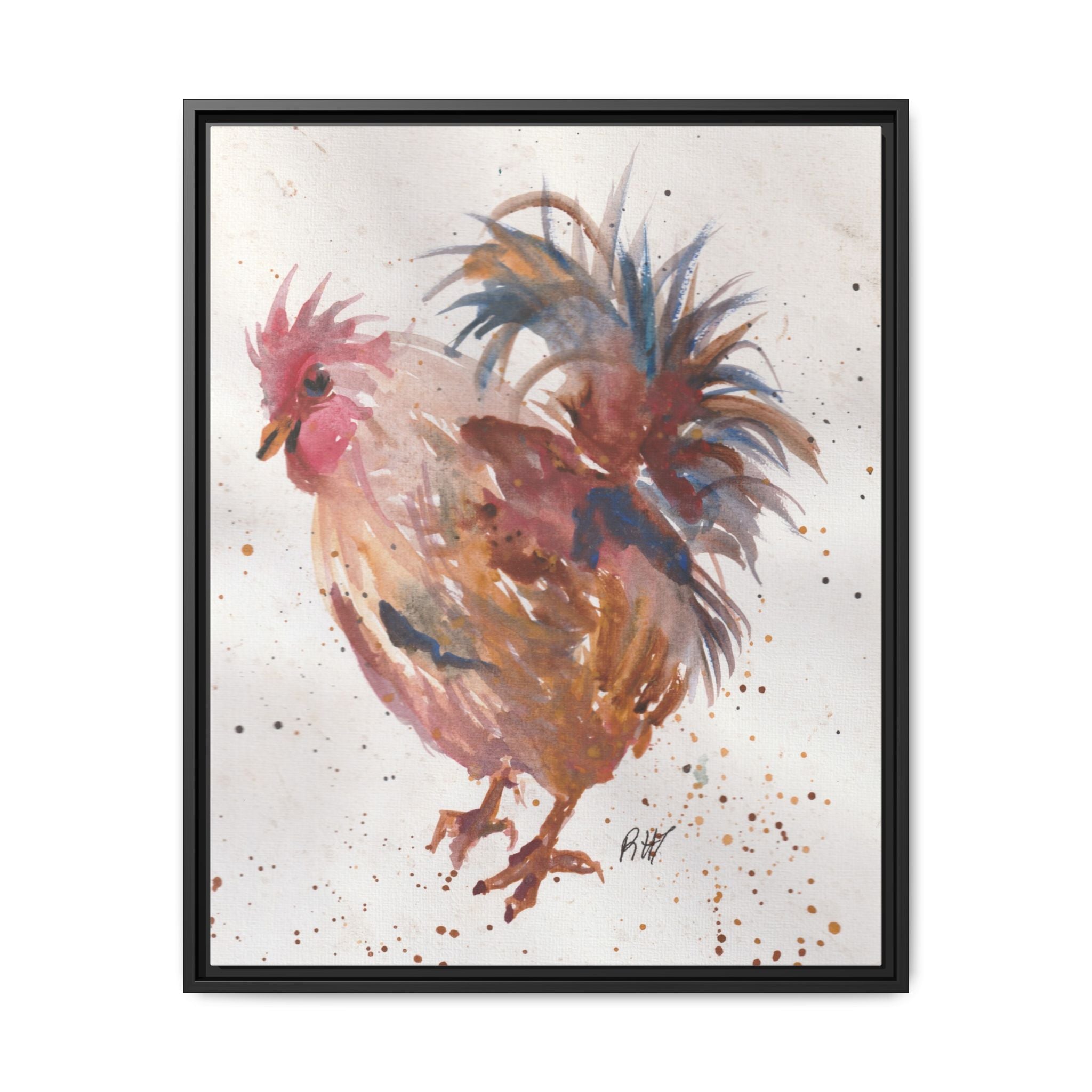 Watercolor Matte Canvas Print of Original Henrietta — Framed Farmhouse Wall Art