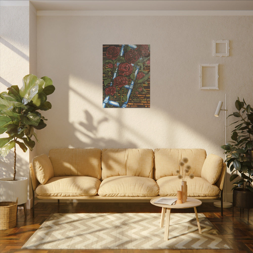 Climbing Roses Canvas Wall Art Print of Original- Stretched Matte Floral Painting