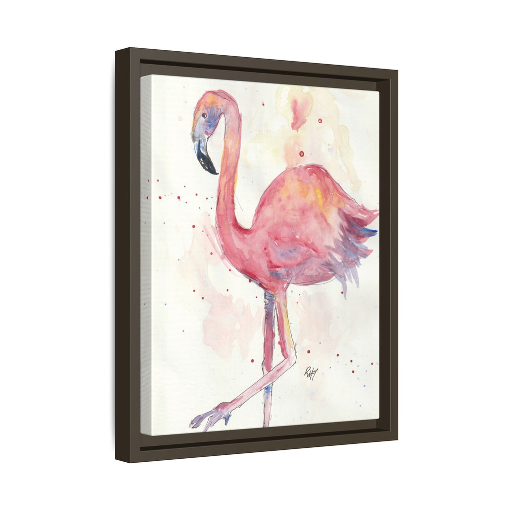 Watercolor Flamingo Dance Matte Canvas Framed Art Print of Original