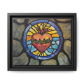 Sacred Heart Stained Glass Print — Framed Matte Canvas