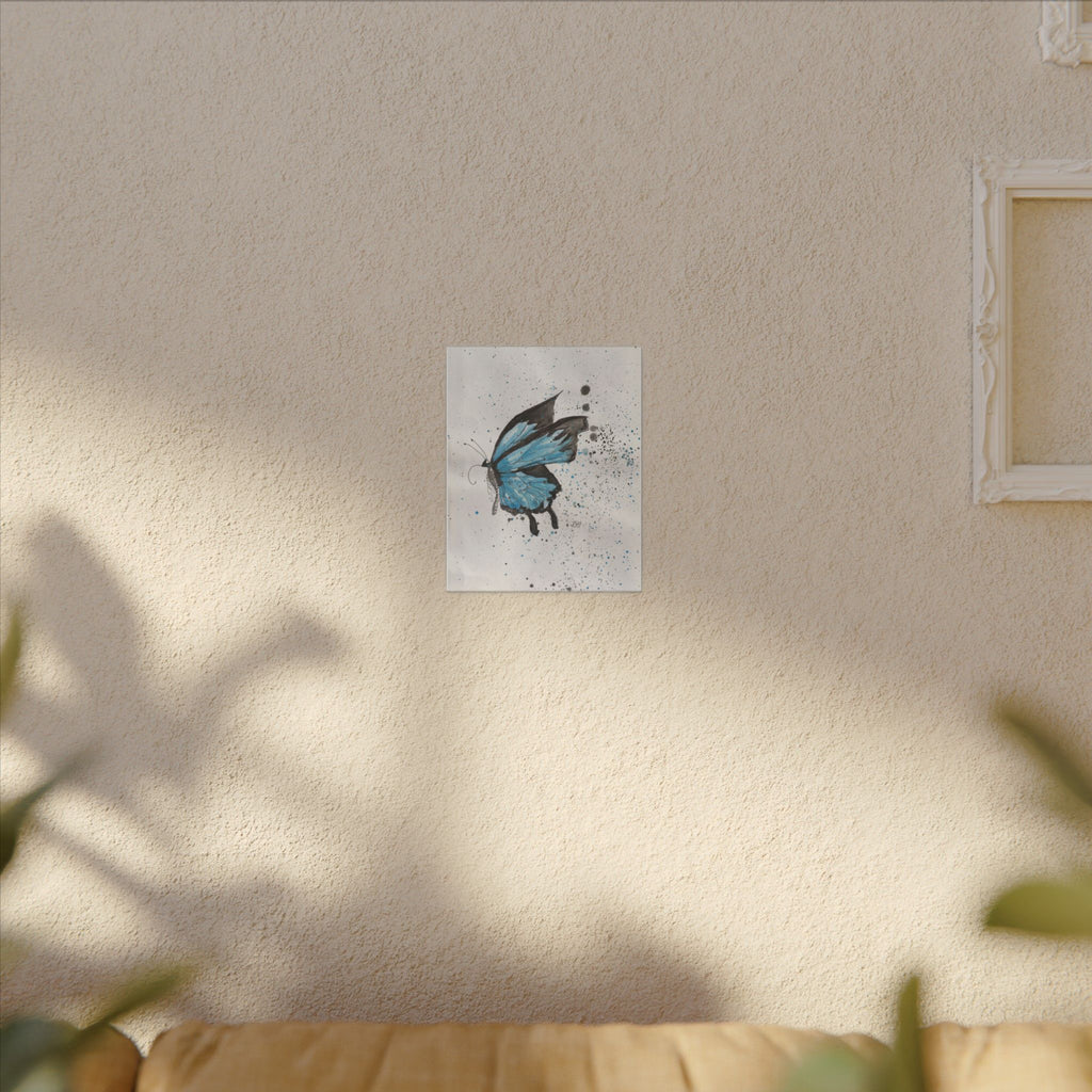 Blue Watercolor Butterfly Canvas Print — Stretched Matte Wall Art