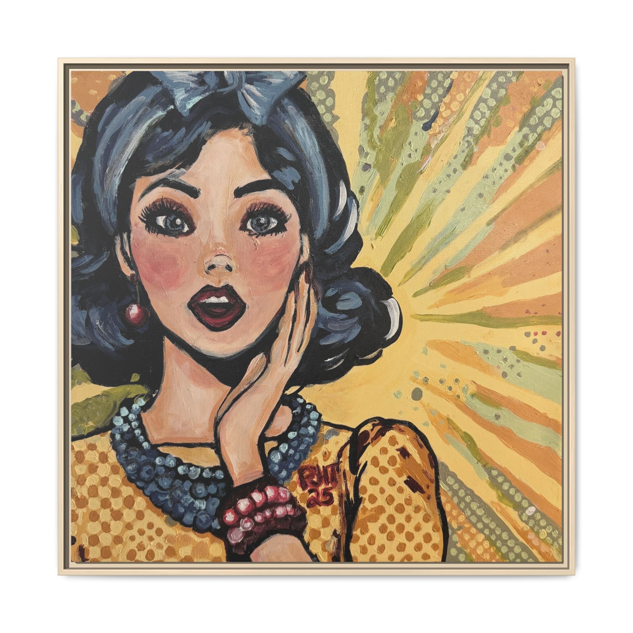 Pop Art Surprise Framed Canvas Print of Original "OMG"