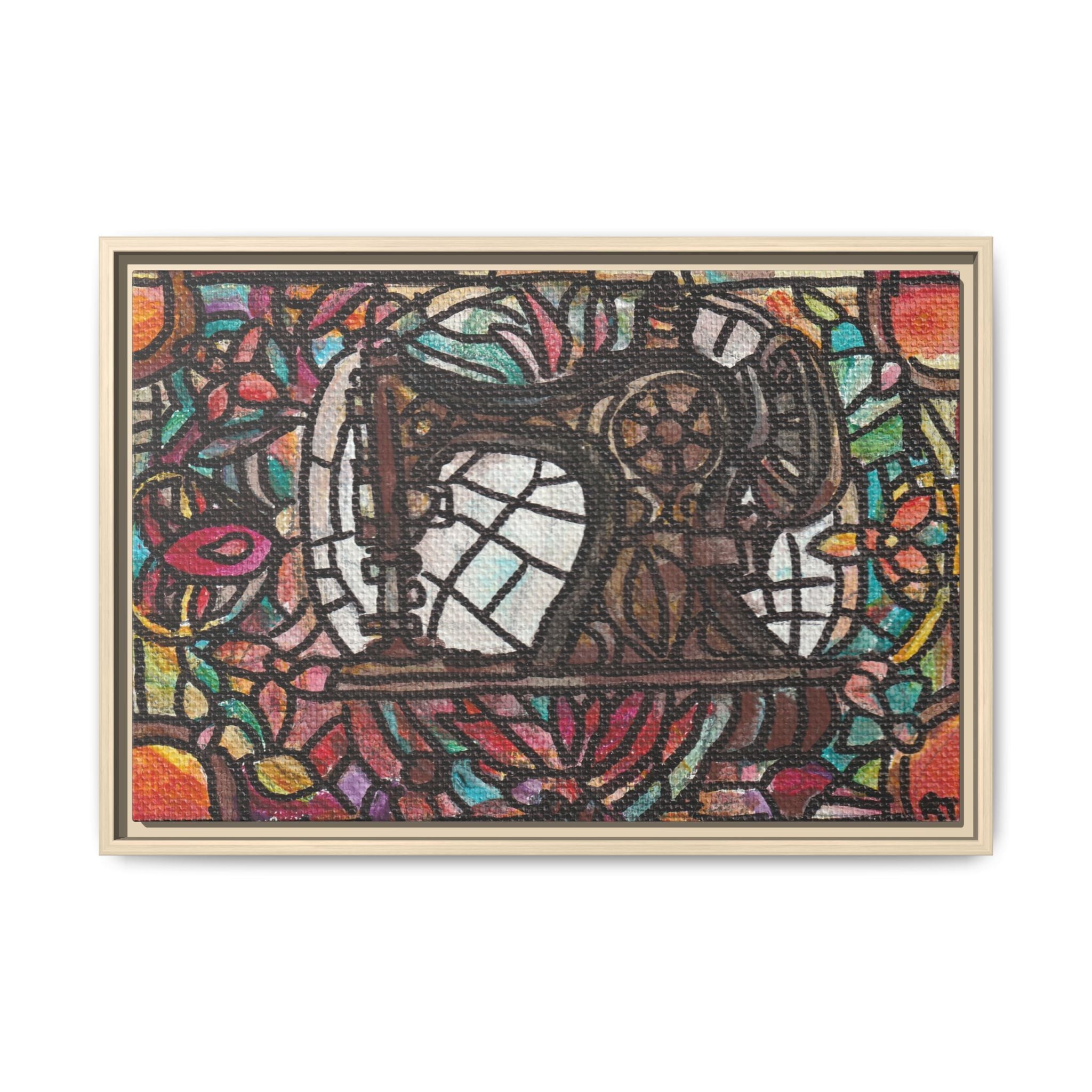 Framed Sewing Machine Stained-Glass Canvas Print of Original Great Grandma's Sewing Machine