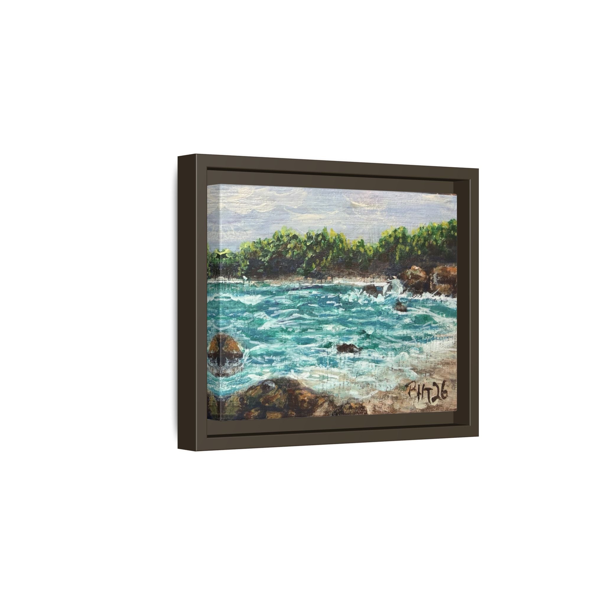 Framed Matte Canvas Print — Down By The Bay Print of Original - Turquoise Ocean Seascape Painting