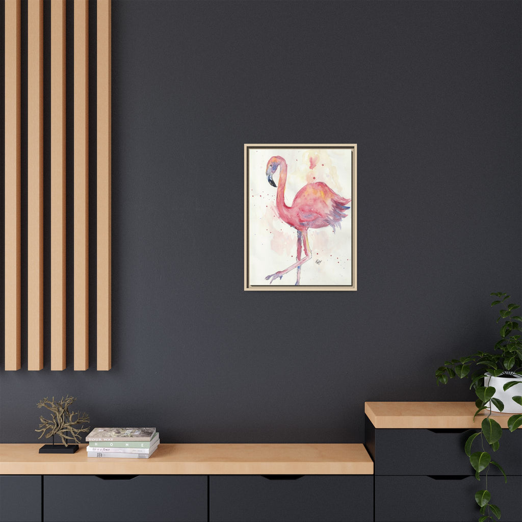 Watercolor Flamingo Dance Matte Canvas Framed Art Print of Original