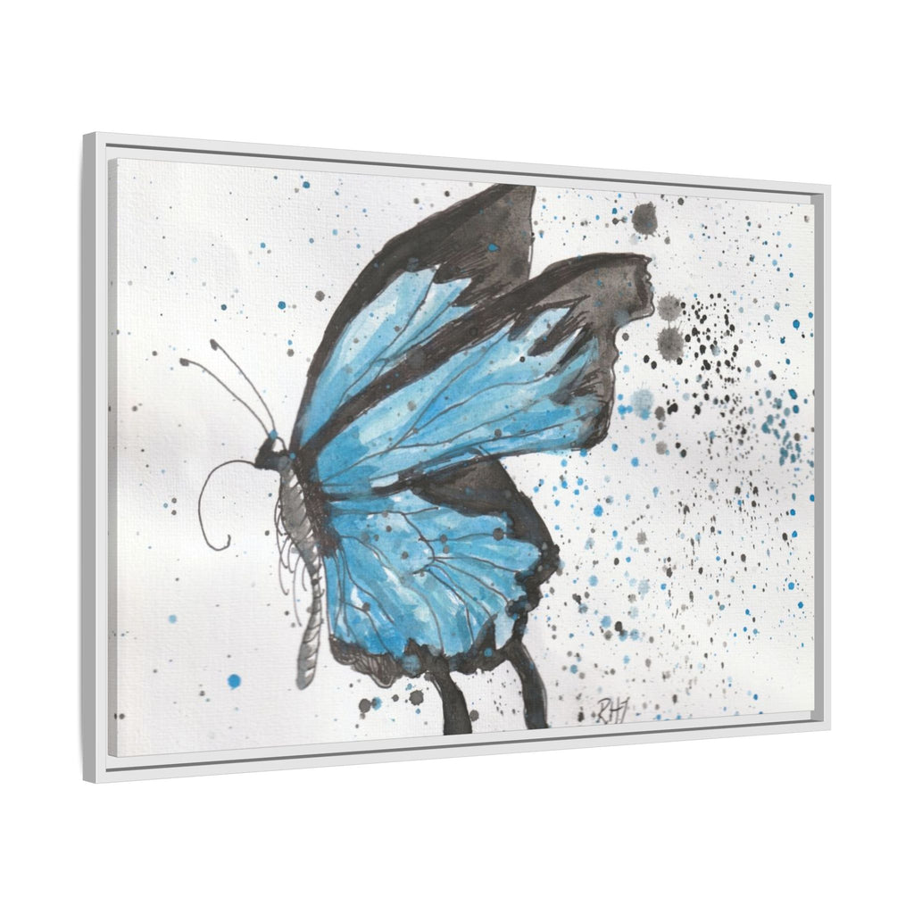 Blue Watercolor Butterfly Matte Canvas Print (Framed)