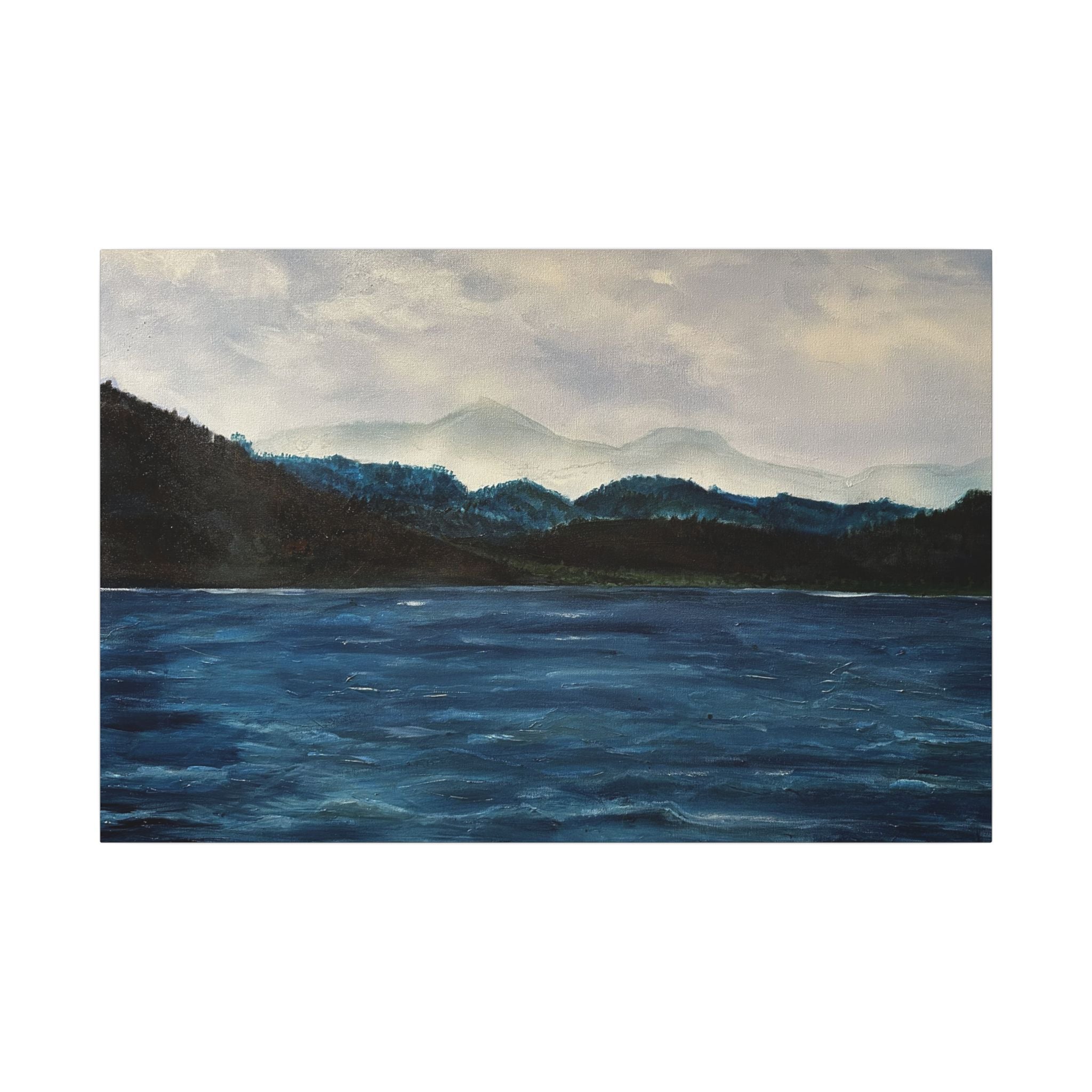 Blue Mountain Lake Canvas Wall Art — Matte Canvas Print of Original Misty Mountain Lake