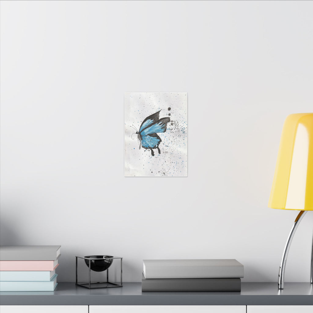 Blue Watercolor Butterfly Canvas Print — Stretched Matte Wall Art