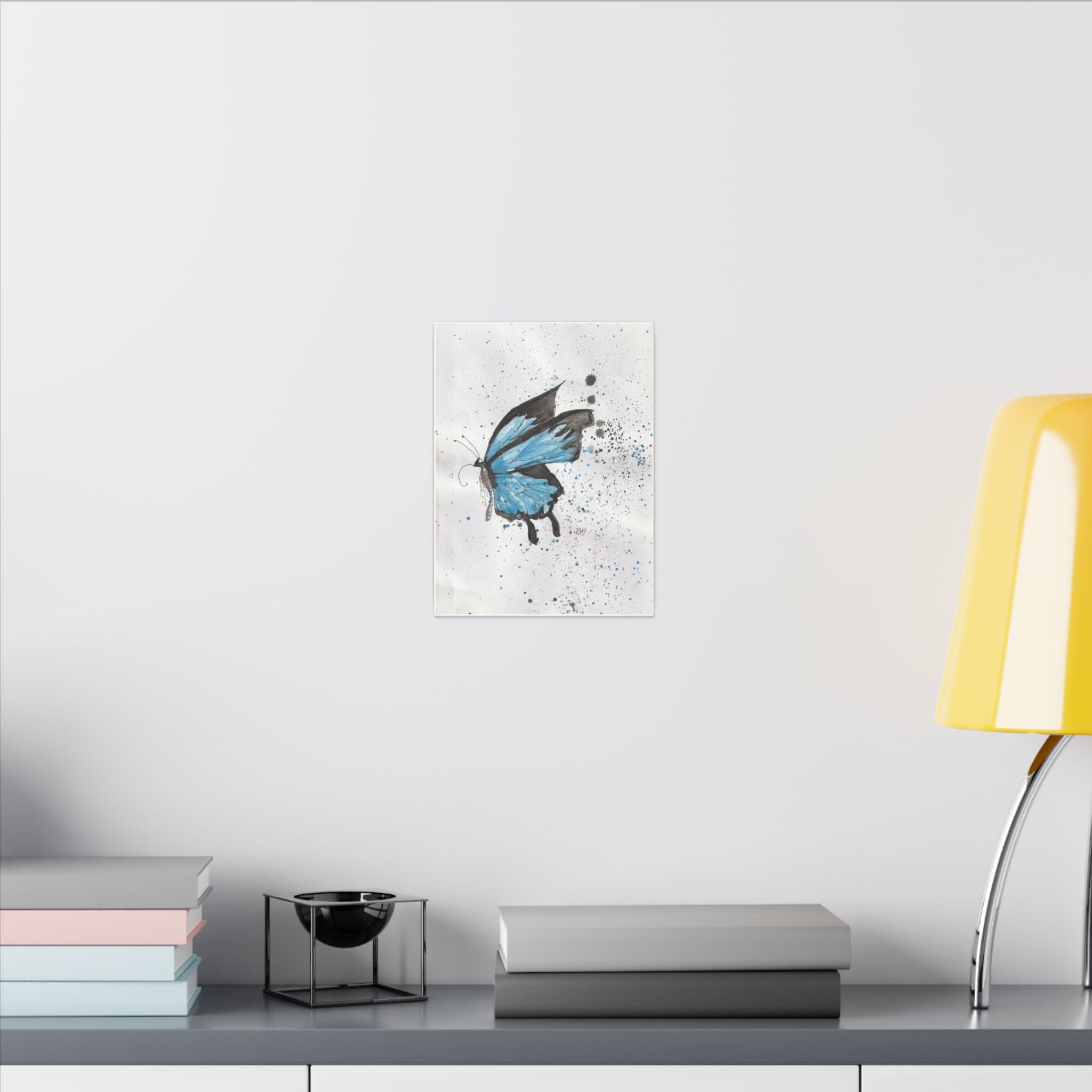 Blue Watercolor Butterfly Canvas Print — Stretched Matte Wall Art