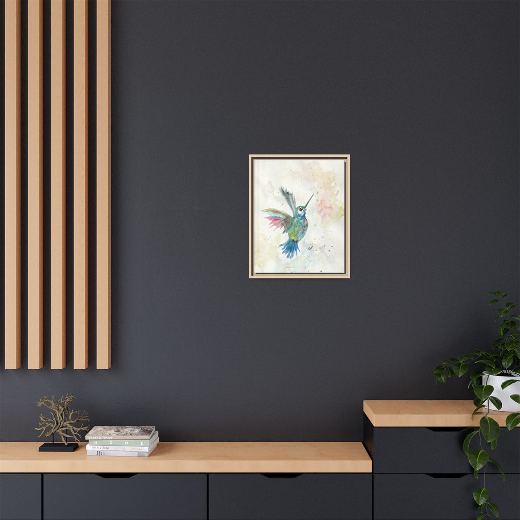 Higher Hummingbird Watercolor Framed Canvas Print of Original — Multicolor Matte Wall Art