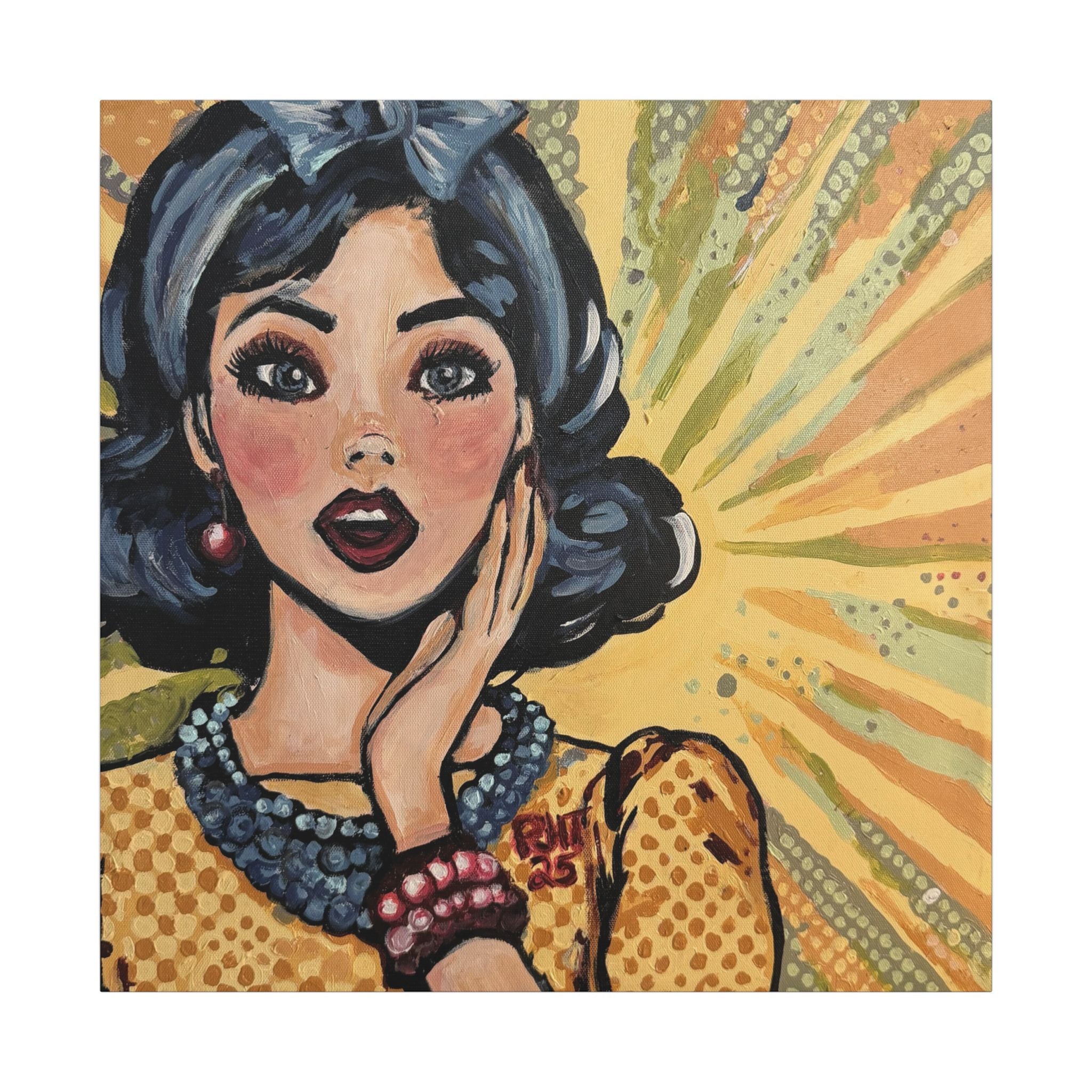 Pop Art Surprise Portrait Canvas Print of Original "OMG"— Retro Comic Wall Art
