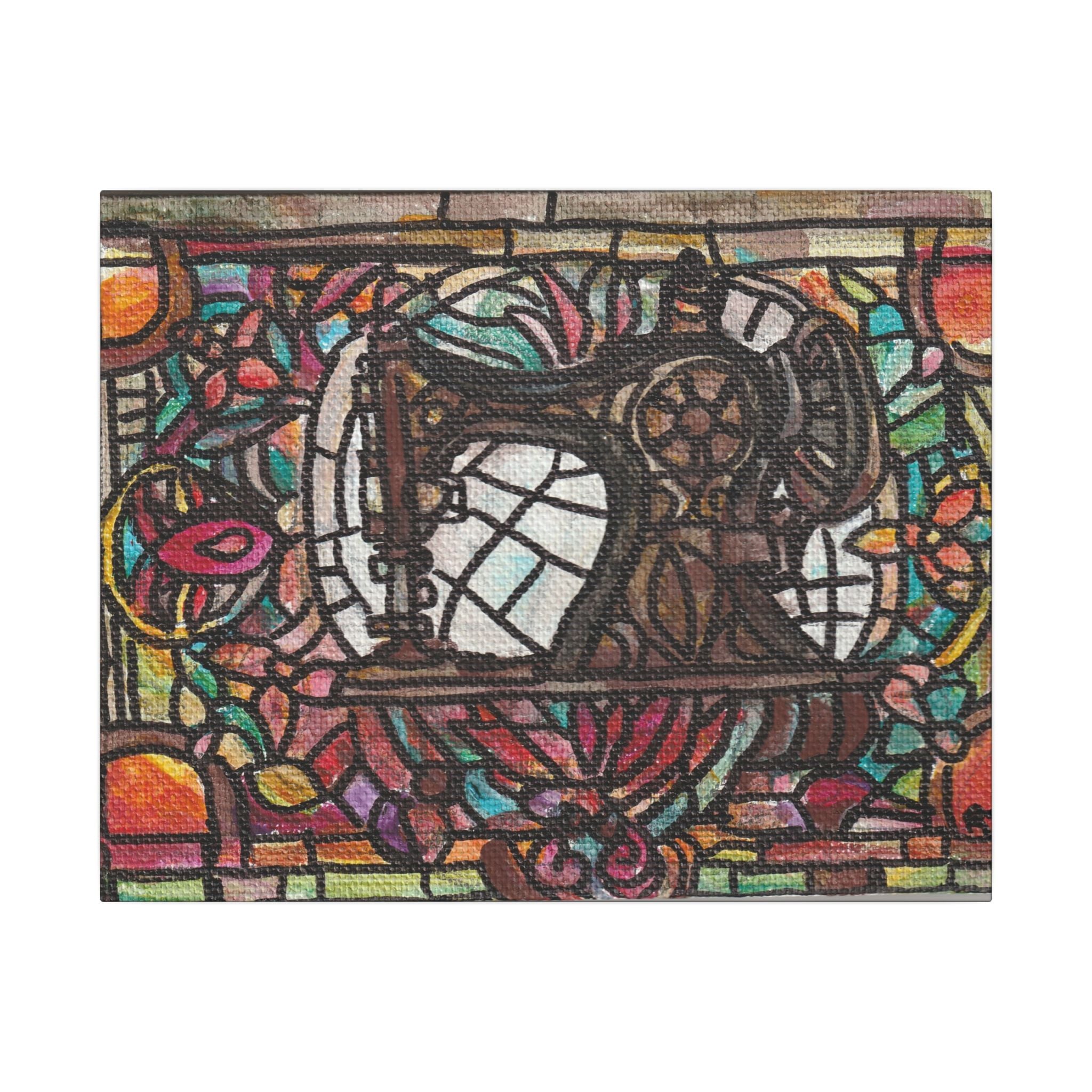 Vintage Sewing Machine Stained-Glass Matte Canvas Print of Original Great Grandma's Sewing Machine