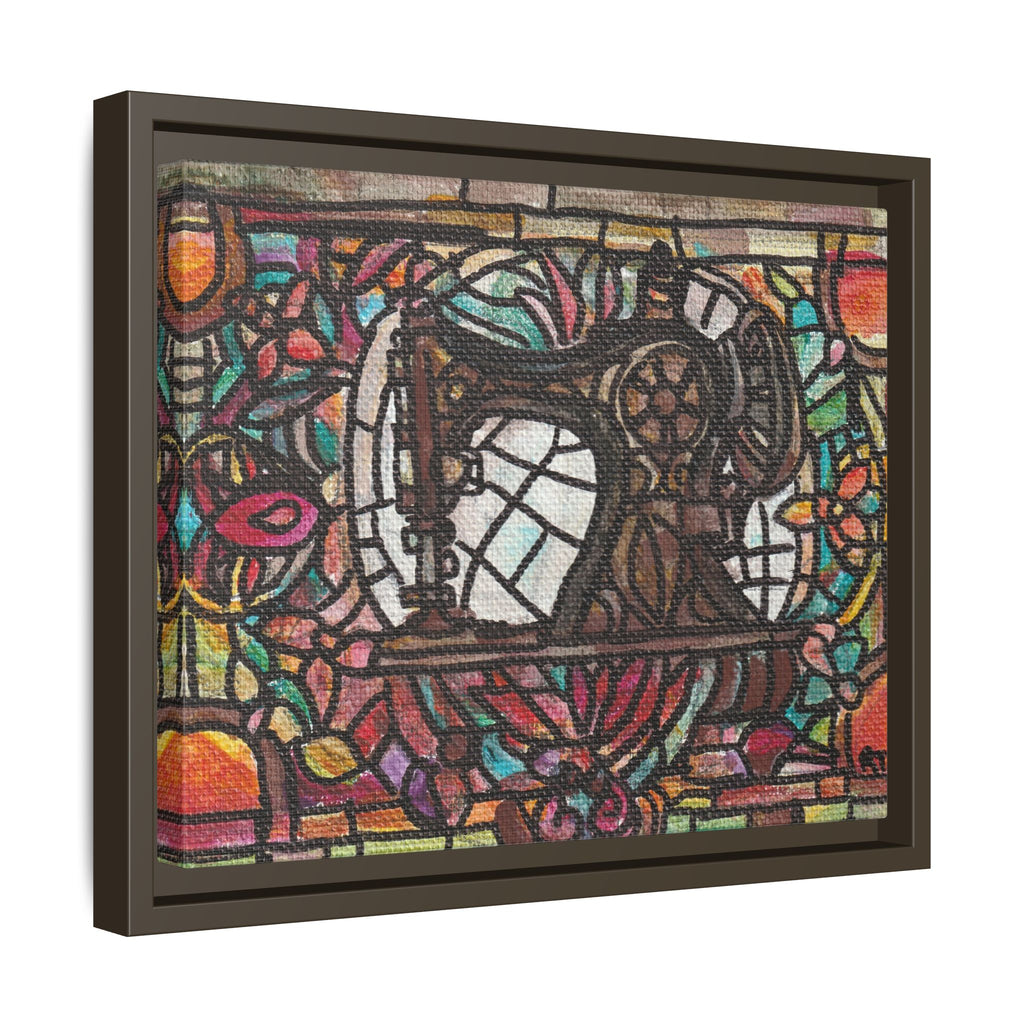 Framed Sewing Machine Stained-Glass Canvas Print of Original Great Grandma's Sewing Machine