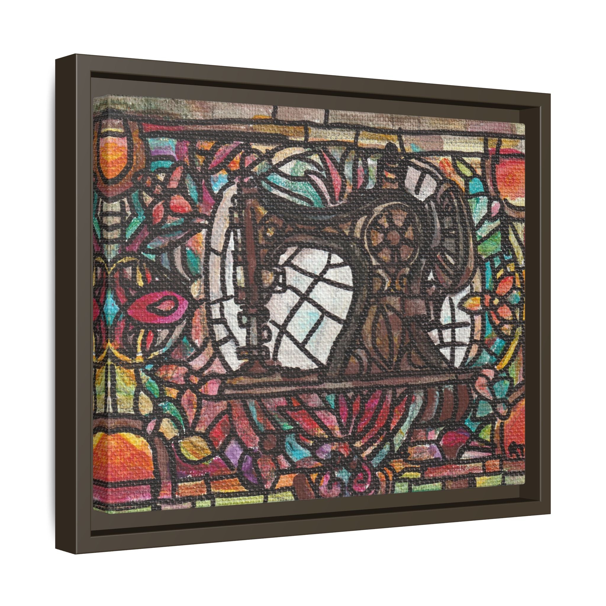 Framed Sewing Machine Stained-Glass Canvas Print of Original Great Grandma's Sewing Machine
