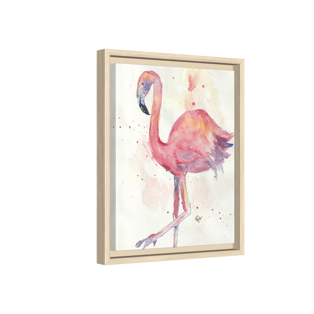 Watercolor Flamingo Dance Matte Canvas Framed Art Print of Original