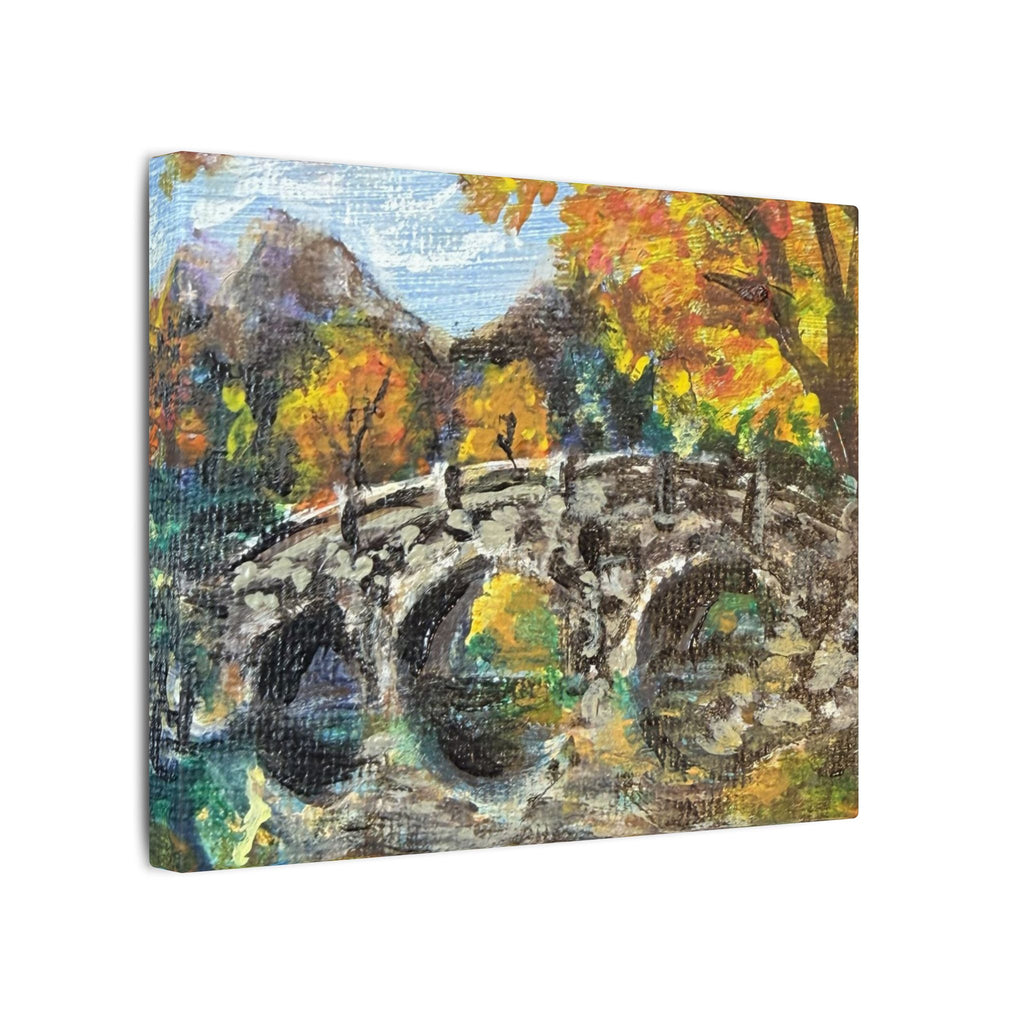 Autumn Bridge Canvas Print of Original  — Fall Landscape Wall Art