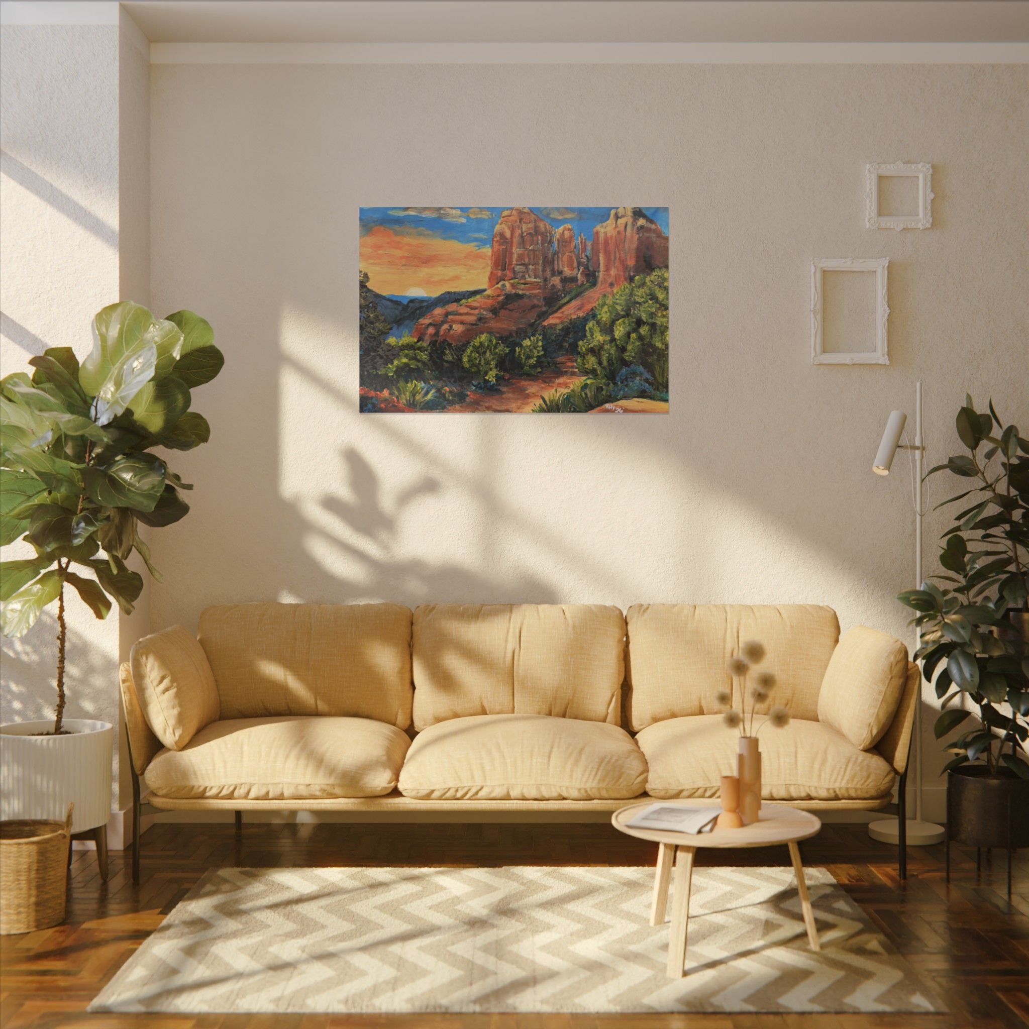 Desert Path Landscape Matte Canvas Wall Art Print of Original– Stretched Scenic Southwestern Sunset