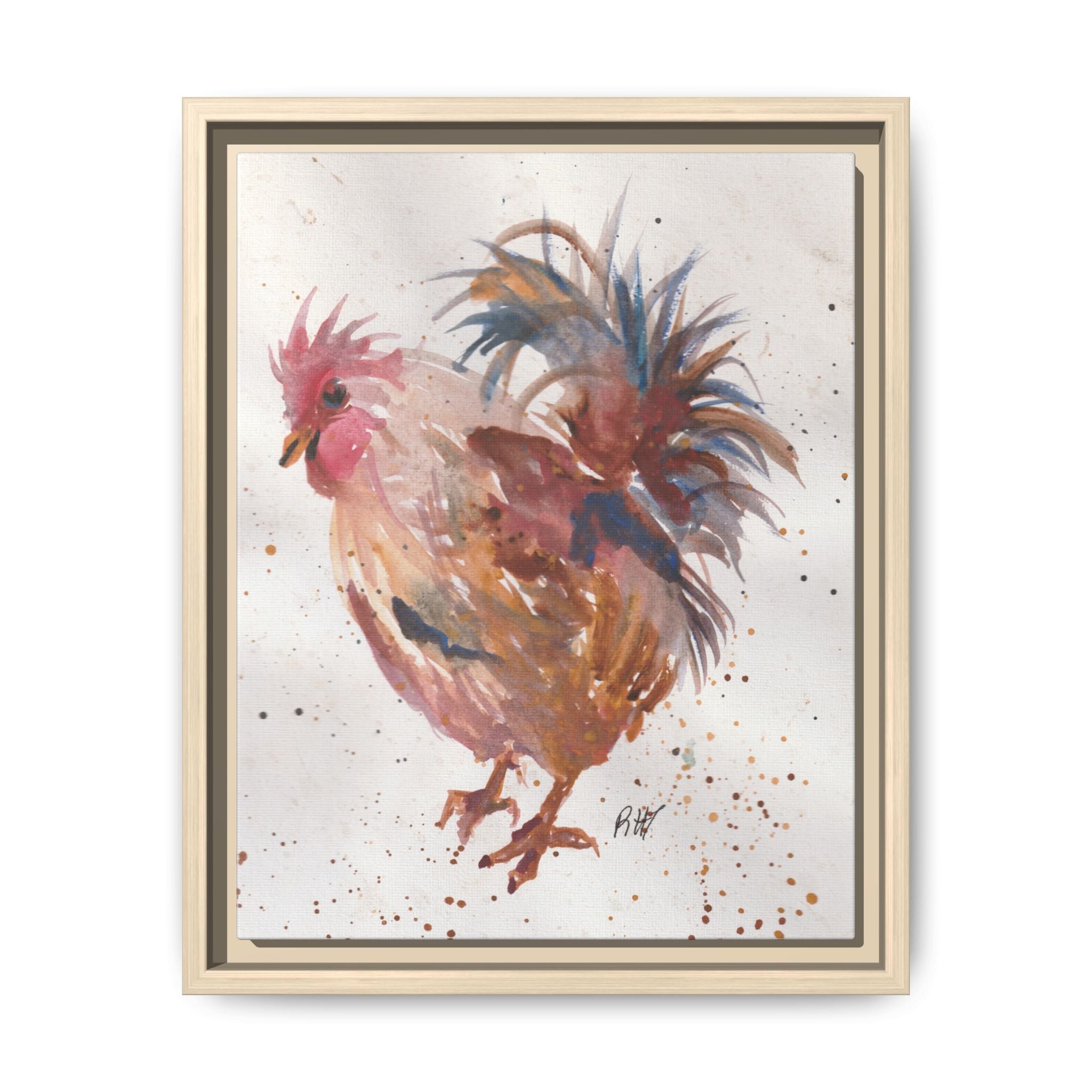 Watercolor Matte Canvas Print of Original Henrietta — Framed Farmhouse Wall Art